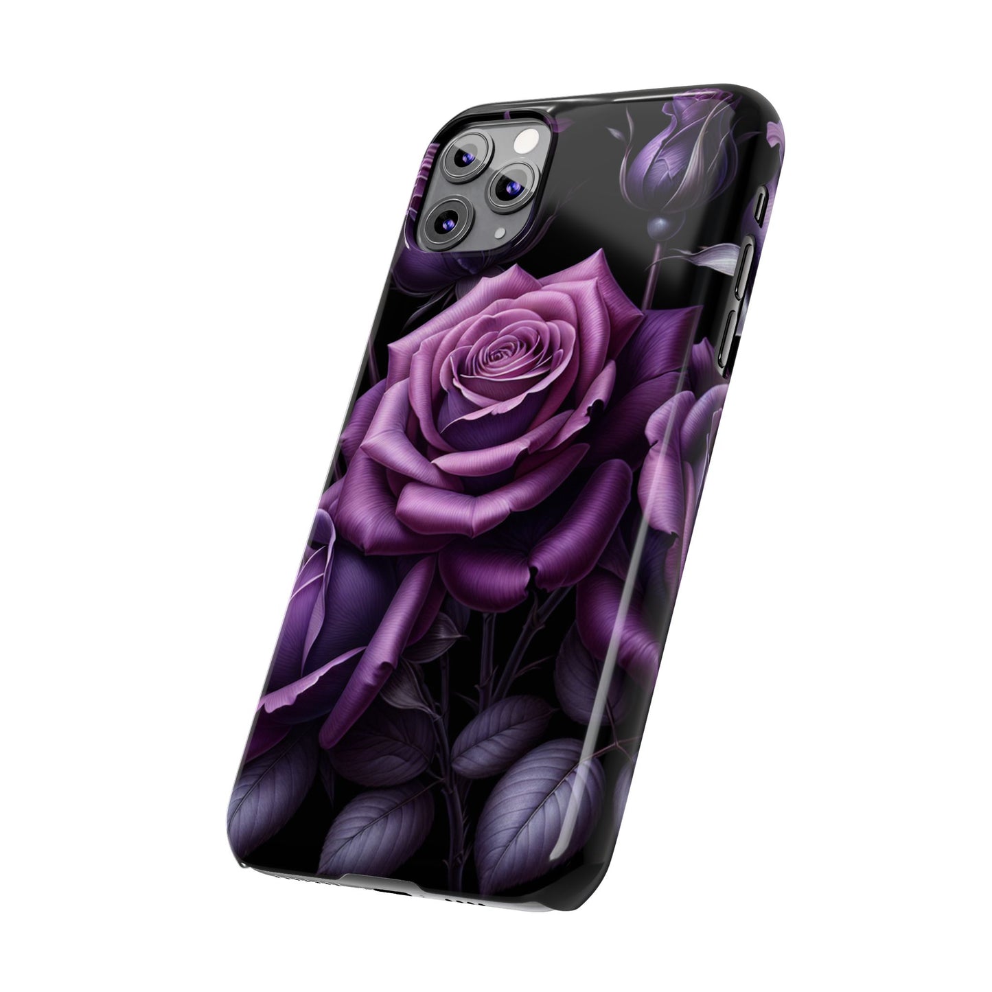 Purple Rose Slim Phone Cases, Floral Phone Cover, Elegant Smartphone Case, Gift for Her, Mother's Day Accessories