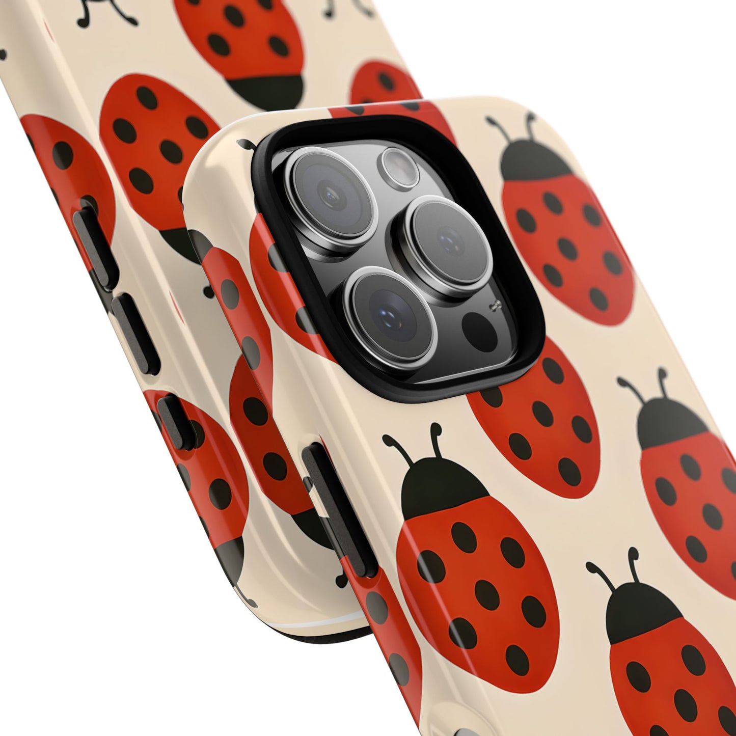 Cute Ladybug Tough Phone Case - Red and Black Insect Pattern, Nature-Inspired Design, Compatible with iPhone, Galaxy, and Google Phones