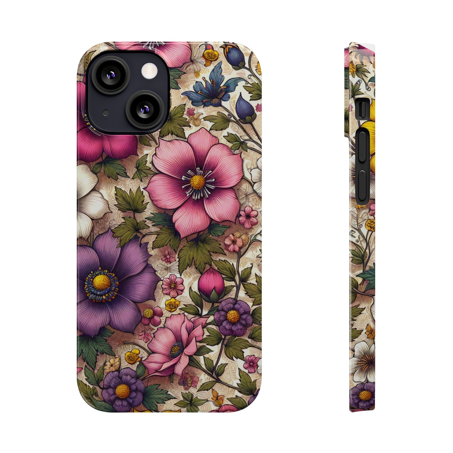 Floral Slim Phone Case - Vibrant Flower Design, Unique Floral iPhone Cover, Flower Phone Case, Gift for Her, Stylish Accessories