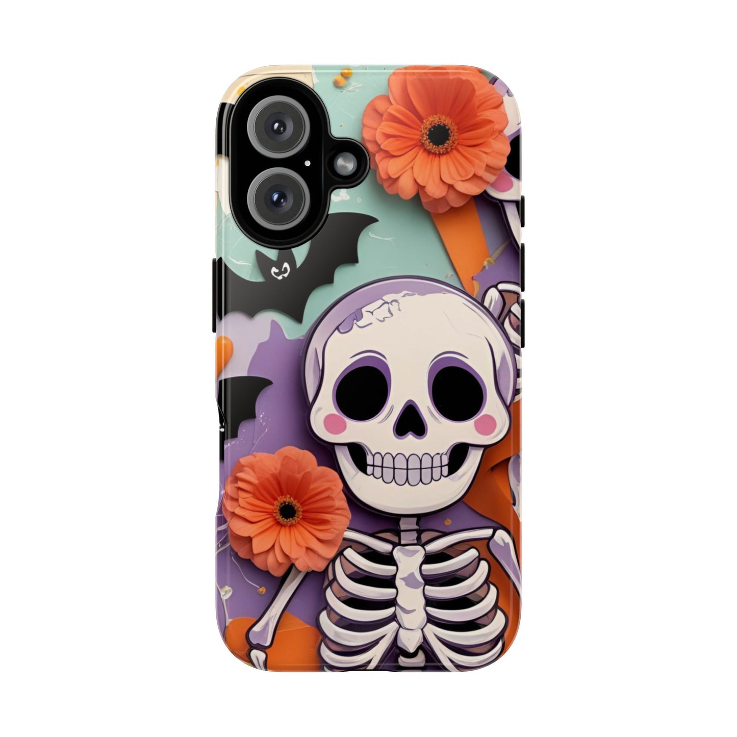 Summerween Skull Phone Case, Halloween Floral Skeleton Phone Cover, Pumpkin Goth Aesthetic Case, Spooky Fall Accessory, Floral Horror Gift