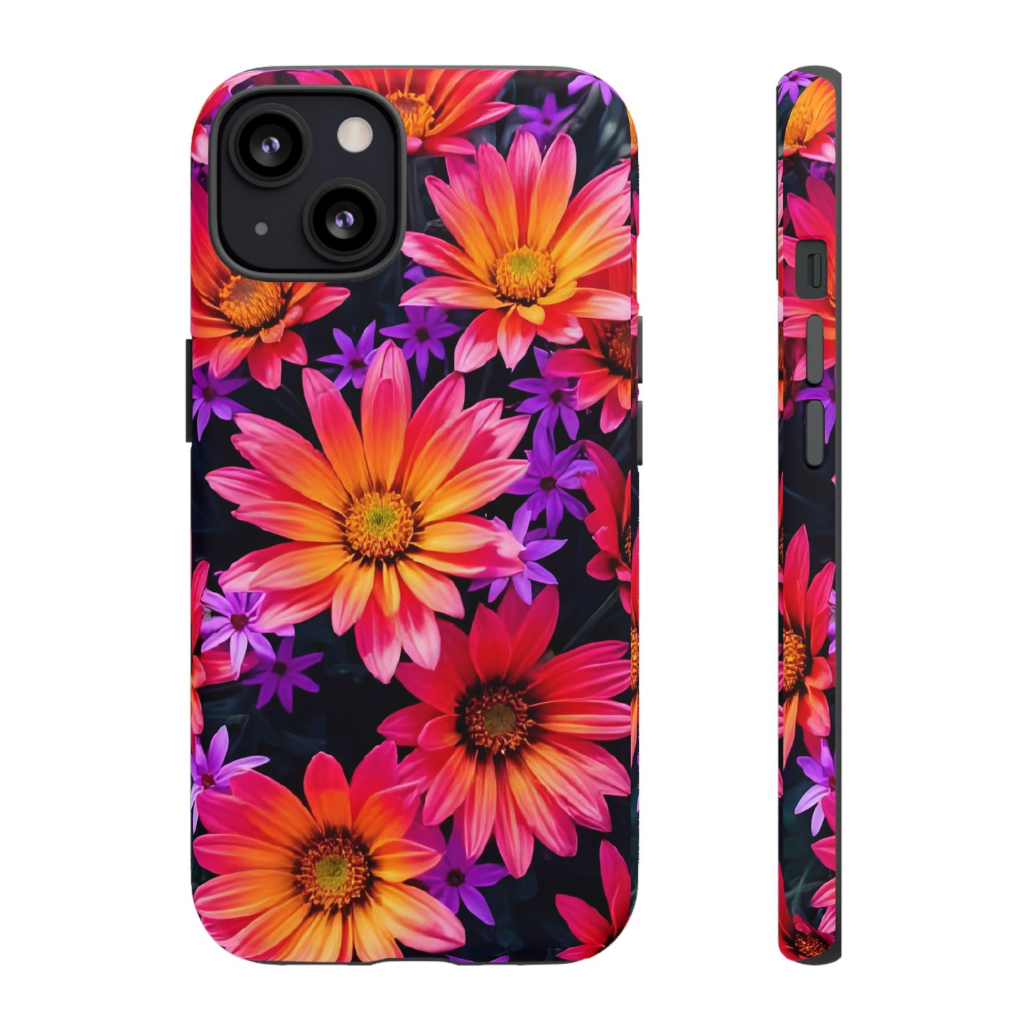 Bold Garden Flower Tough Phone Case - Colorful Floral Print, Bright Botanical Aesthetic, Compatible with iPhone, Galaxy, and Google Phones