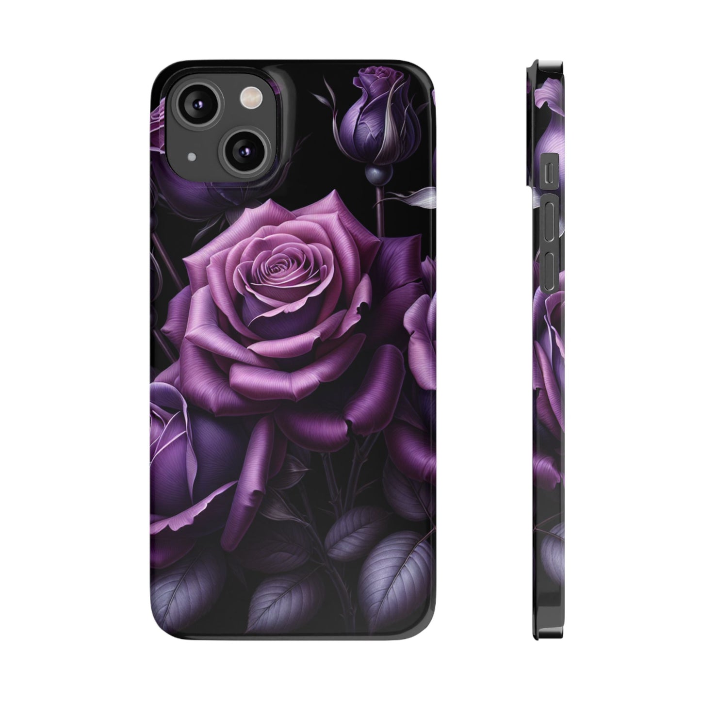 Purple Rose Slim Phone Cases, Floral Phone Cover, Elegant Smartphone Case, Gift for Her, Mother's Day Accessories