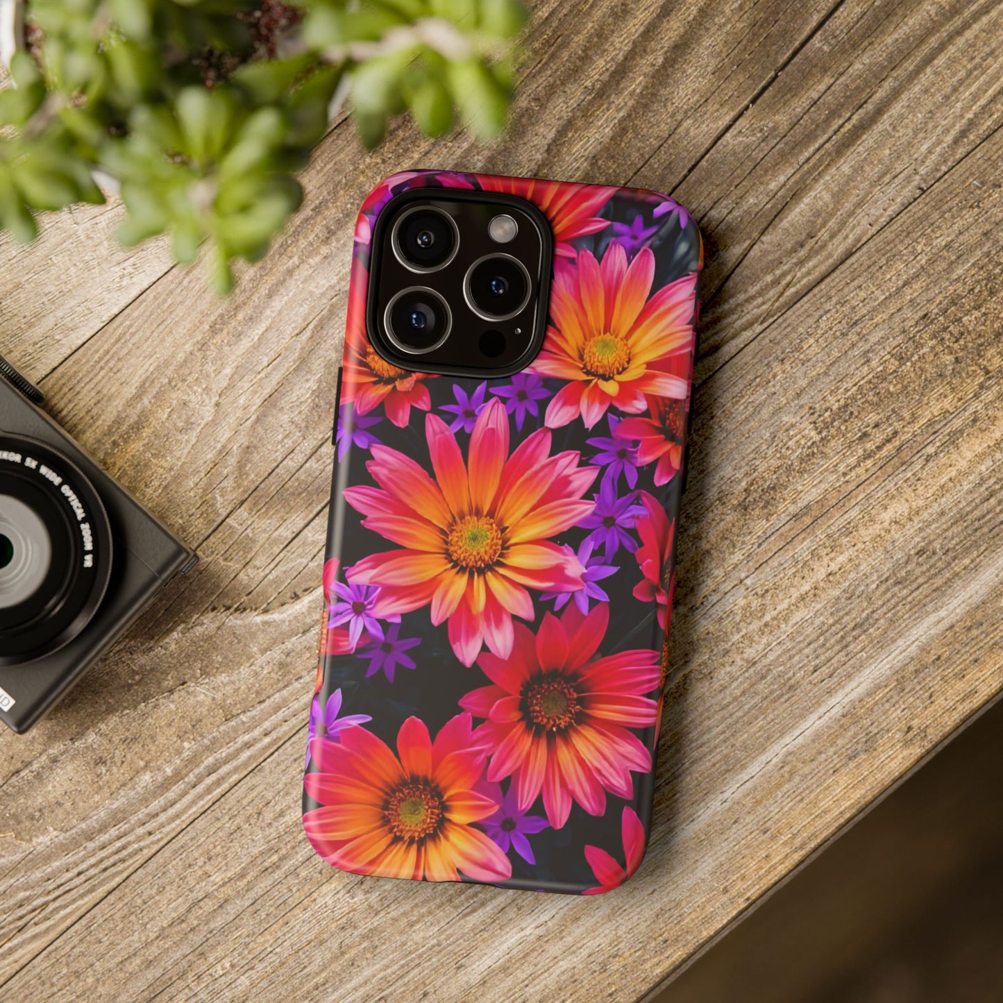 Bold Garden Flower Tough Phone Case - Colorful Floral Print, Bright Botanical Aesthetic, Compatible with iPhone, Galaxy, and Google Phones