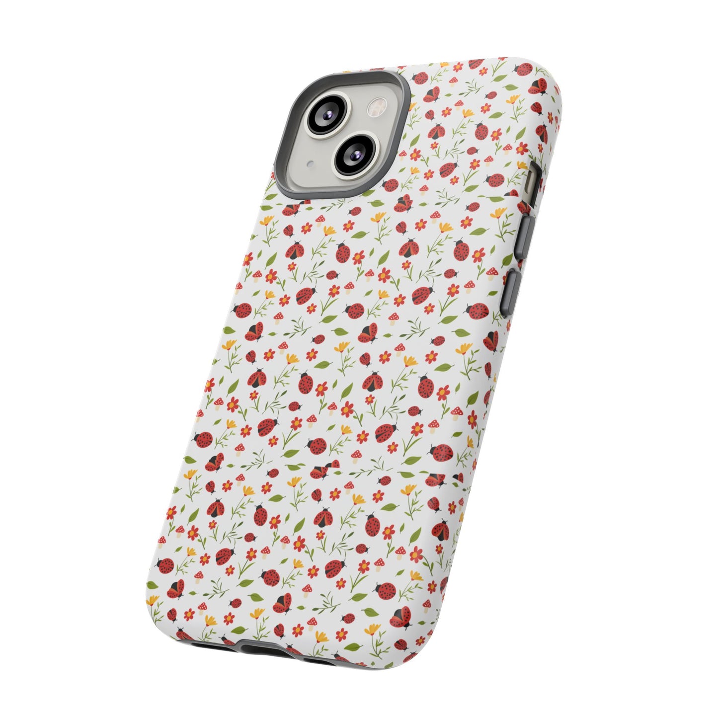 Ladybug Tough Phone Case - Cute Insect Aesthetic, Nature-Inspired Pattern Art, Compatible with iPhone, Galaxy, and Google Phones