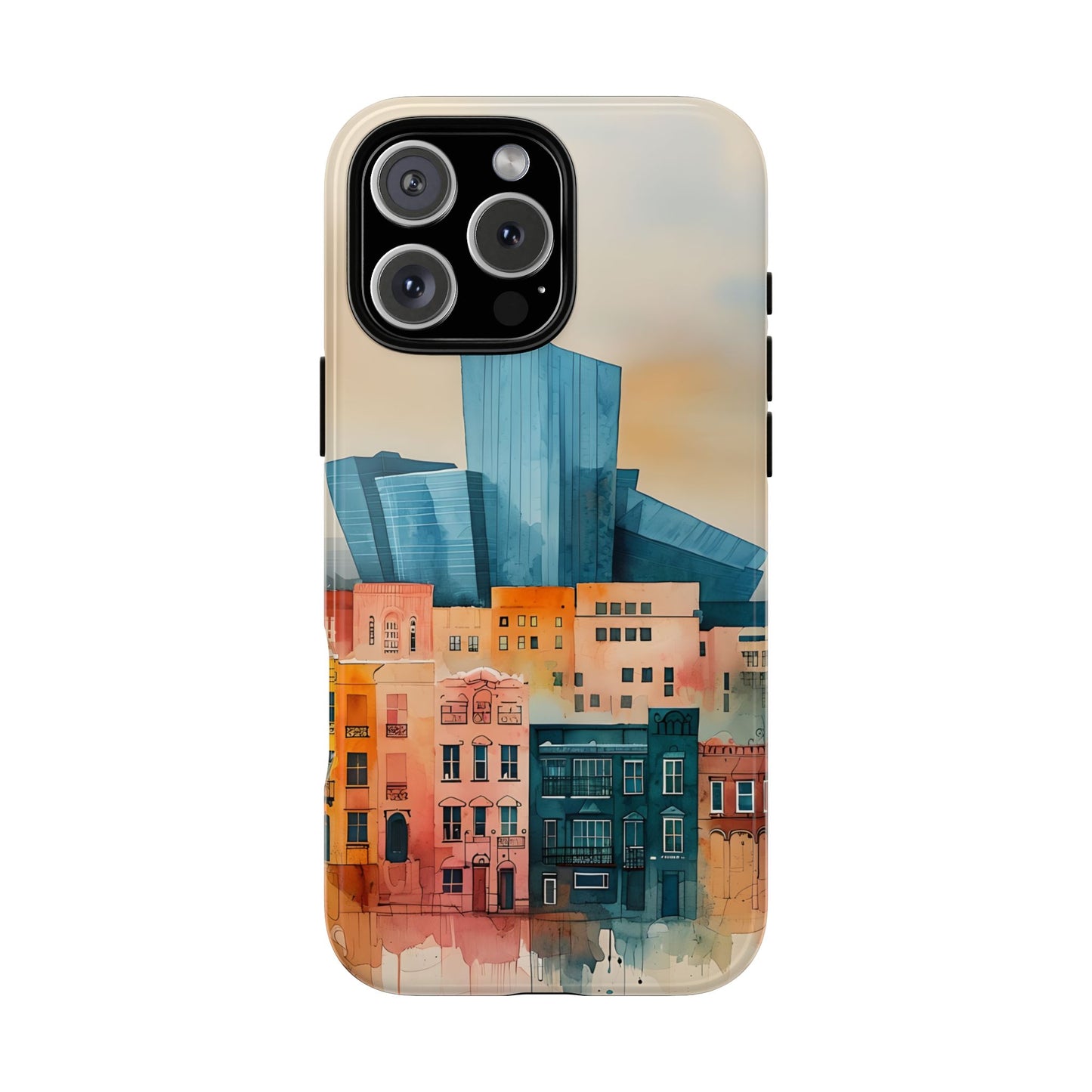 Cityscape Tough Phone Case, Denver Skyline Architecture Art, compatible with iPhone 17, 16, 15, 14, 13, Galaxy, Google
