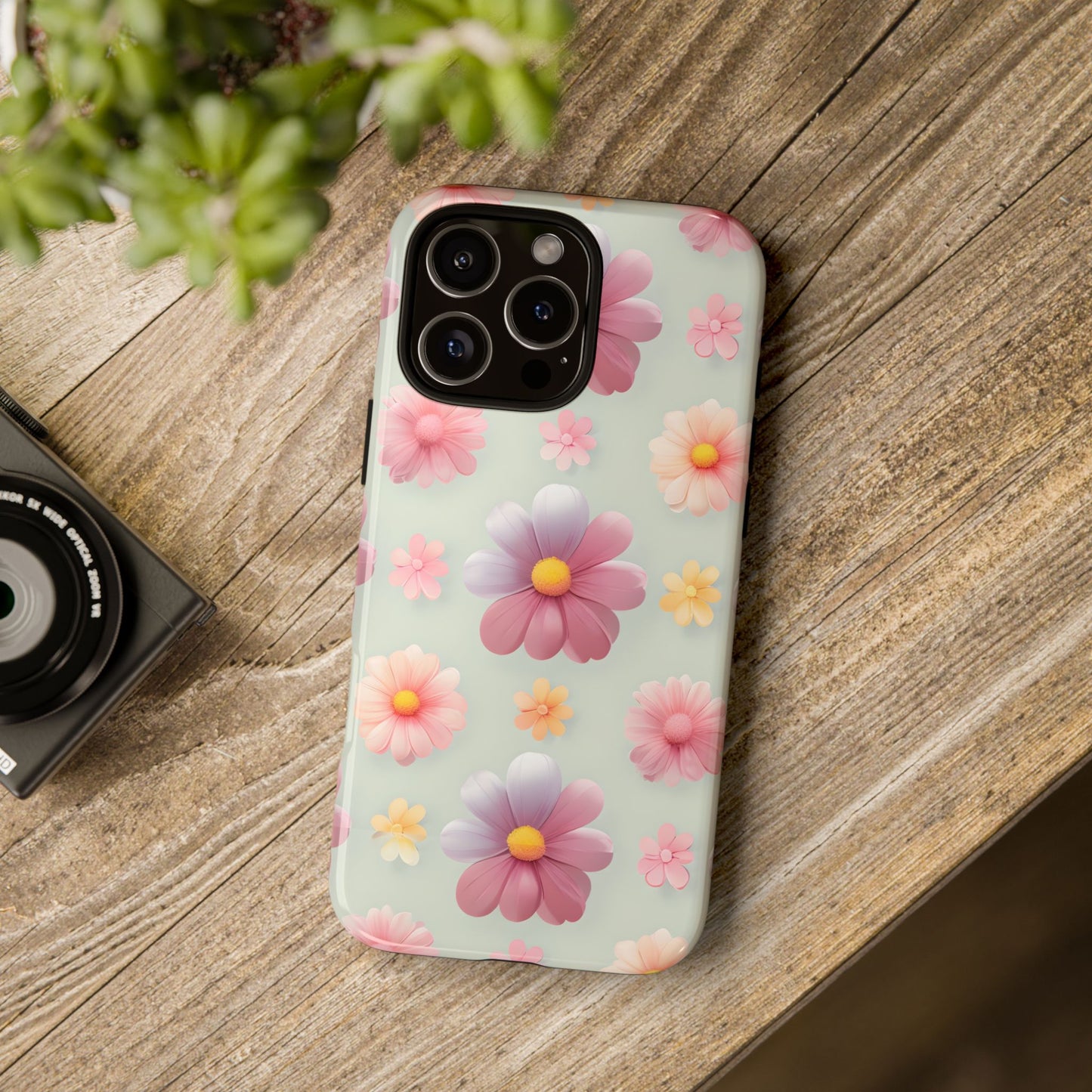 Cute Floral Phone Case for iPhone 16 Pro Max 15 14 13 12 11 Samsung, Pixel - Faux 3D Pastel Daisy Girly Aesthetic Soft Cover Gift for Her