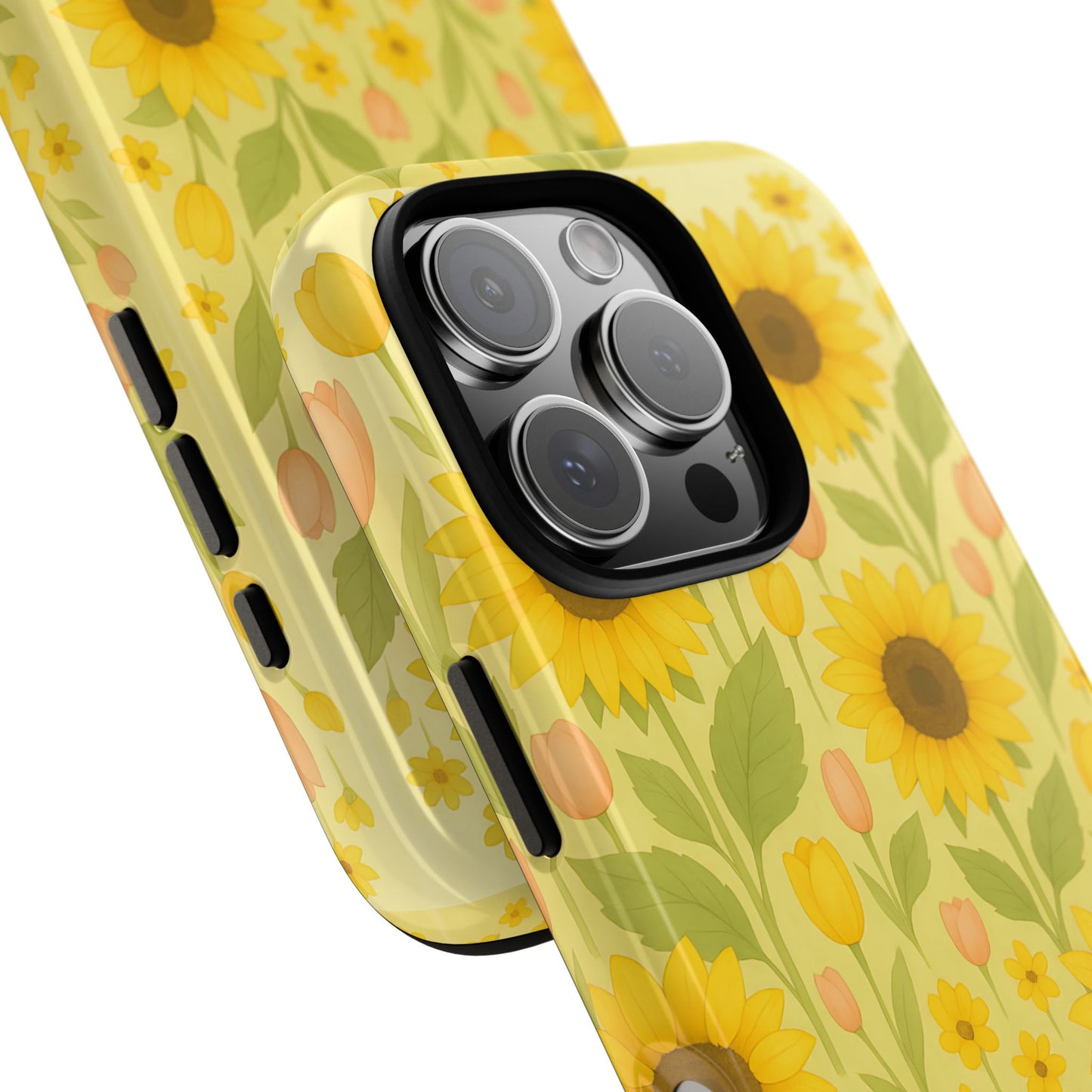 Sunflower Floral Phone Case, Watercolor Botanical Print, Aesthetic Tough Phone Case, Compatible with iPhone, Galaxy, Google