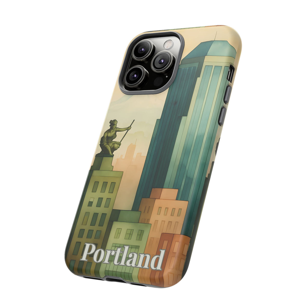 Portland Cityscape Phone Case • Urban Skyline Art Tough Case • Watercolor City Aesthetic • Gift for Travelers • Compatible with iPhone, Galaxy, Google