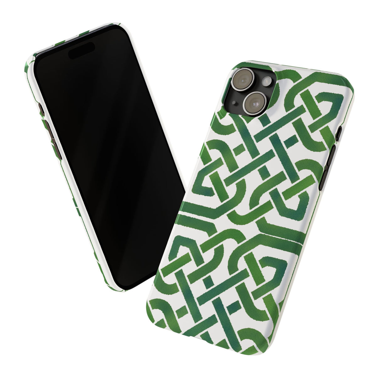 Celtic Knot Slim Phone Case, Irish Pattern Phone Cover, Green Heritage Art Style Compatible with iPhone 17, 16, 15, 14, 13, 12, 11
