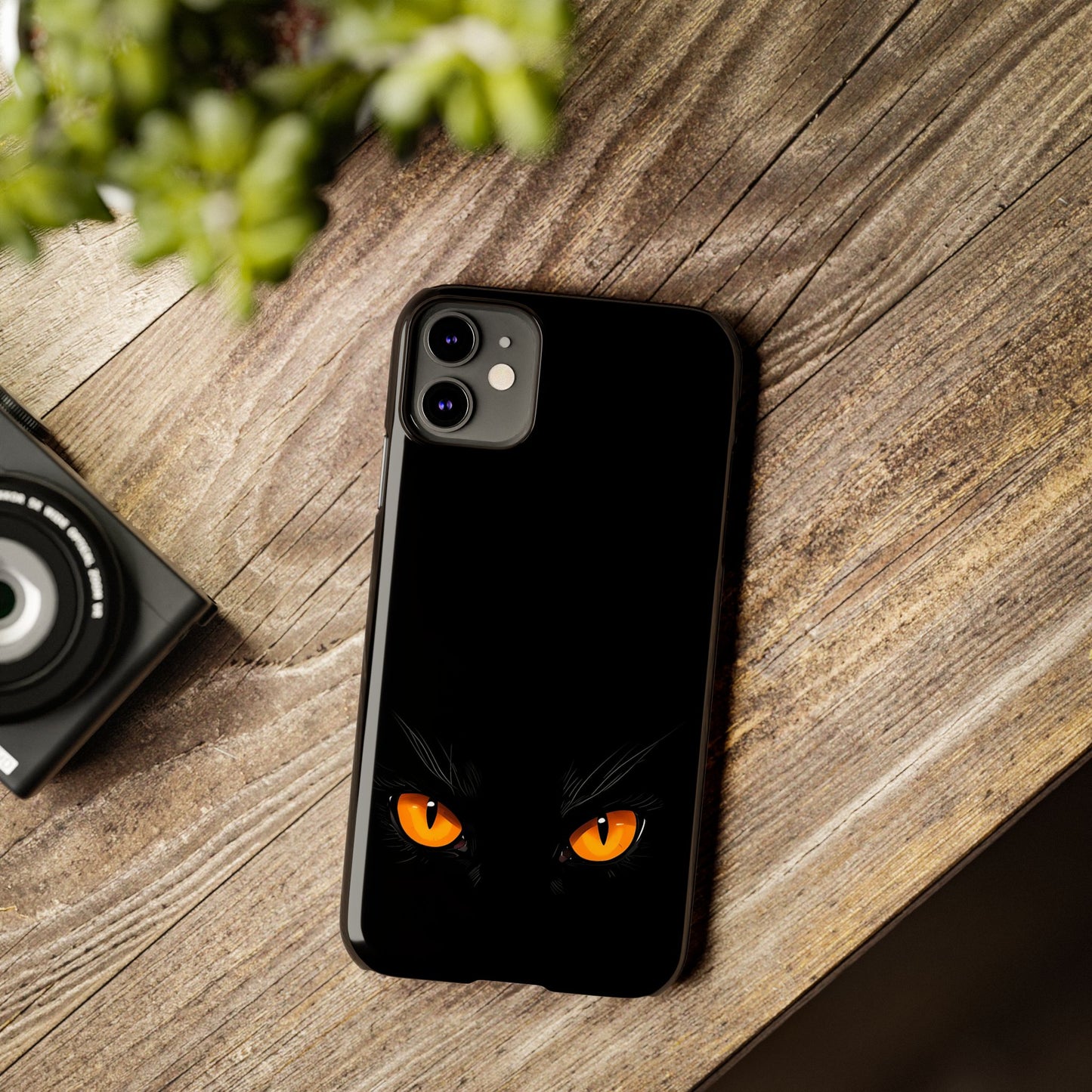 Black Cat Slim Phone Case - Gothic Halloween Aesthetic, Subtle Spookycore Aesthetic, Compatible with iPhone, Galaxy, and Google Phones