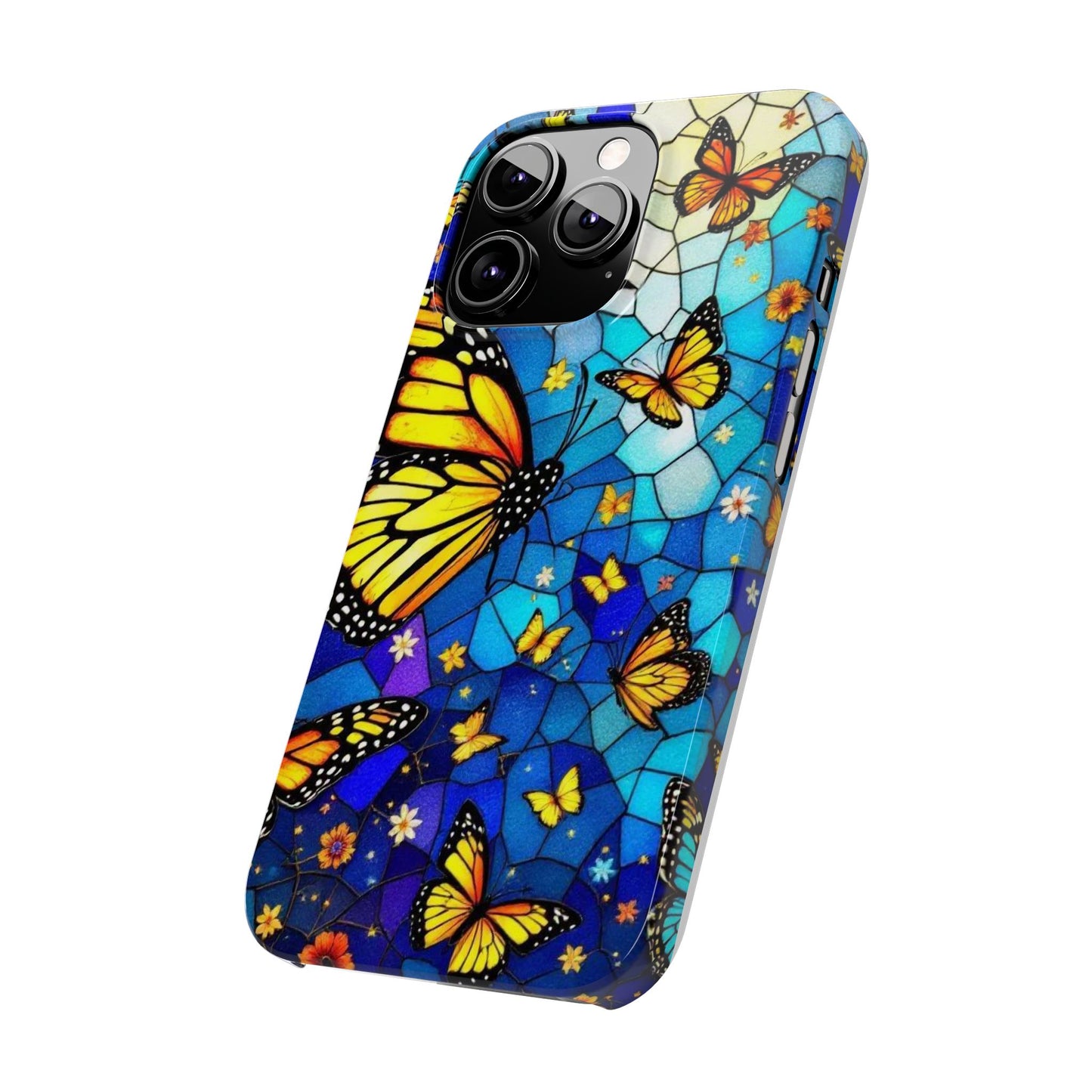 Butterfly Garden Slim Phone Case - Colorful Floral Design, Gift for Nature Lovers, Birthday Surprise, Eco-Friendly, Summer Vibes