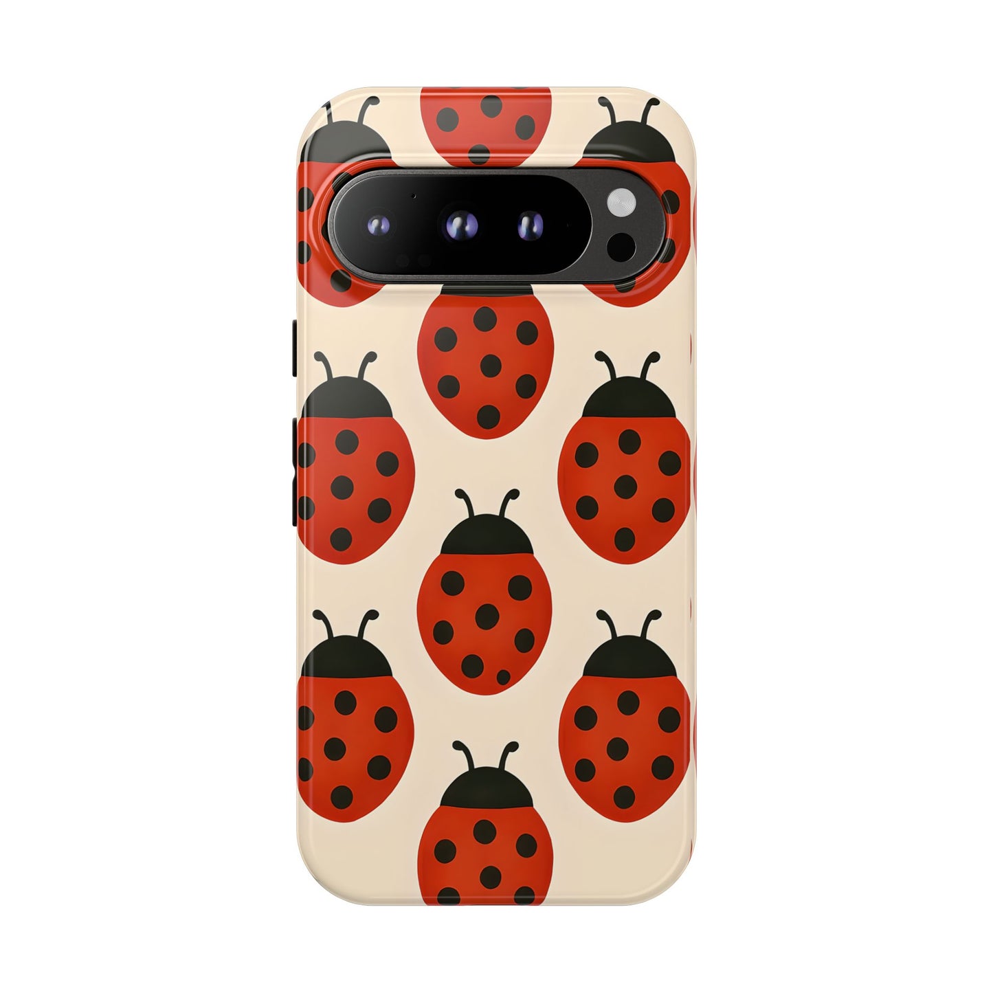 Cute Ladybug Tough Phone Case - Red and Black Insect Pattern, Nature-Inspired Design, Compatible with iPhone, Galaxy, and Google Phones