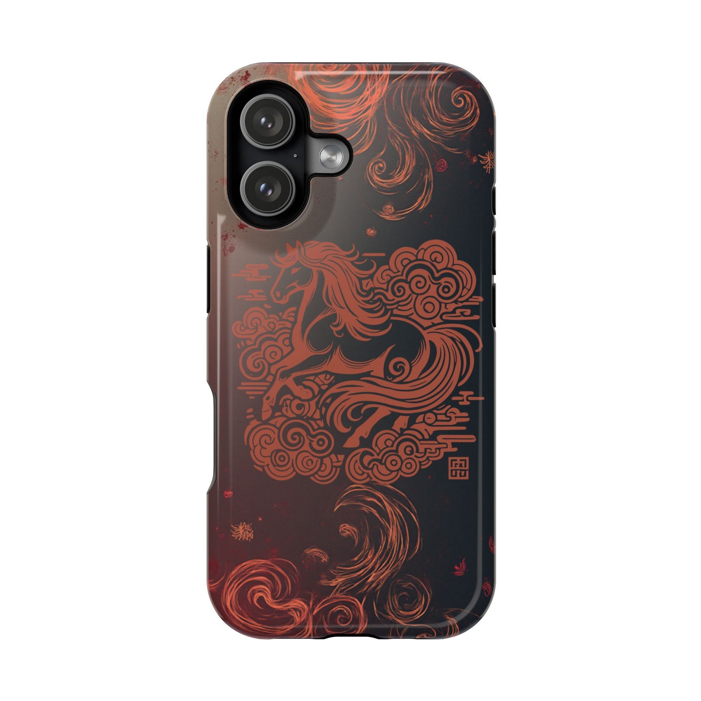 Year of the Horse Floral Art Magnetic Phone Case, Chinese Zodiac 2026 Design, compatible with iPhone 17 16 15 14 13