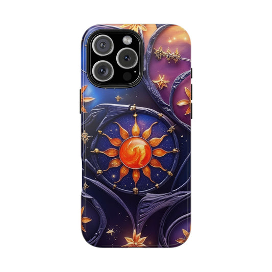 Elegant Purple Stained Glass Floral Phone Case, Durable Tough Cover and Vibrant Artistic Design compatible with iPhone and Samsung Galaxy