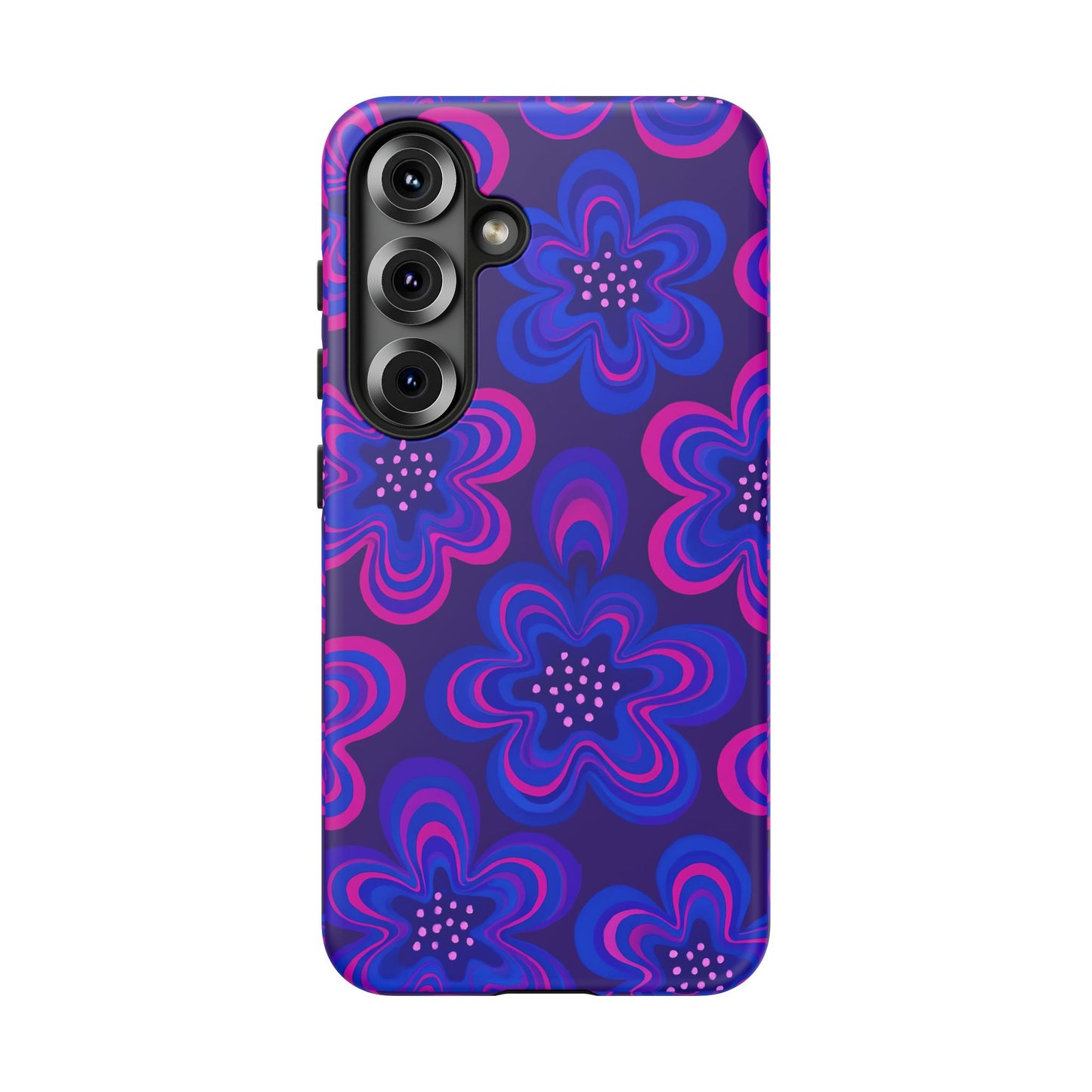 Retro Swirl Flower Tough Phone Case - Groovy Psychedelic Floral Pattern, Funky Vintage Aesthetic, Compatible with iPhone, Galaxy, and Google