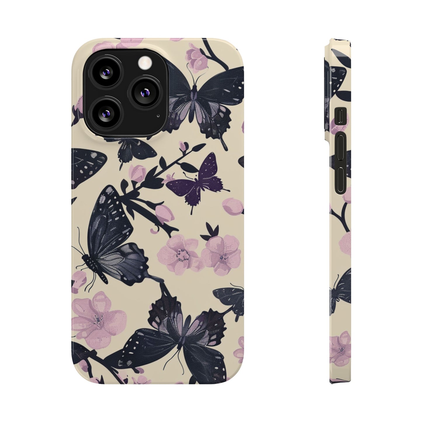 Butterfly Floral Slim Phone Cases, Elegant Butterfly Design, Nature Lover Gift, Phone Accessory, Stylish Cases for Women