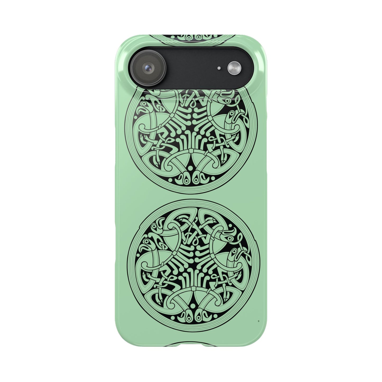 Celtic Medallion Slim Phone Case, Mint Green Design, St. Patrick Phone Cover Compatible with iPhone 17, 16, 15, 14, 13, 12, 11