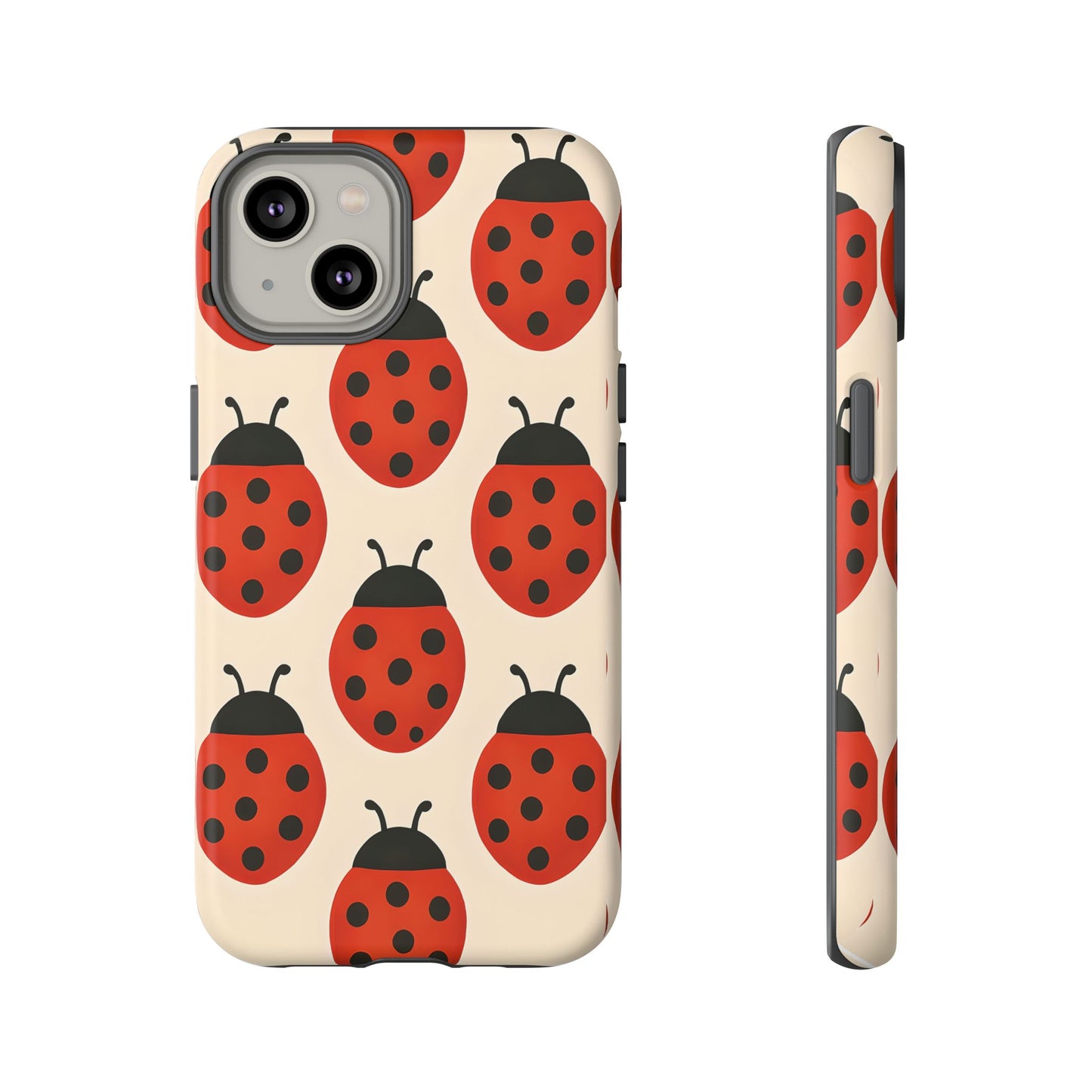 Cute Ladybug Tough Phone Case - Red and Black Insect Pattern, Nature-Inspired Design, Compatible with iPhone, Galaxy, and Google Phones