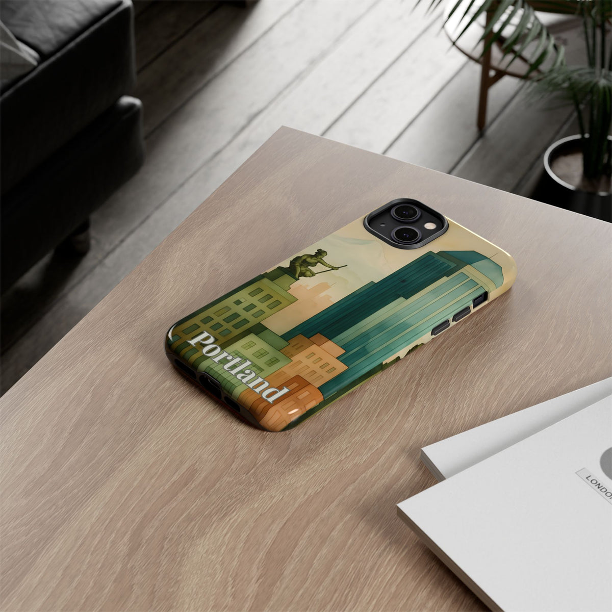 Portland Cityscape Phone Case • Urban Skyline Art Tough Case • Watercolor City Aesthetic • Gift for Travelers • Compatible with iPhone, Galaxy, Google