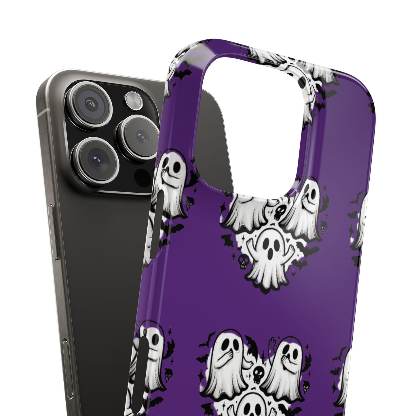 Cute Ghost Heart Slim Phone Case, Creepy Cute Spooky Heart Print, Goth Coquette Aesthetic Spooky Accessories, Halloween Gift Case