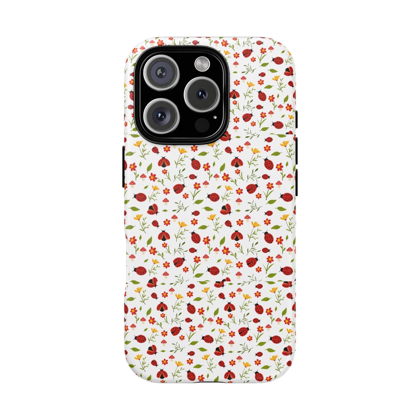Ladybug Tough Phone Case - Cute Insect Aesthetic, Nature-Inspired Pattern Art, Compatible with iPhone, Galaxy, and Google Phones