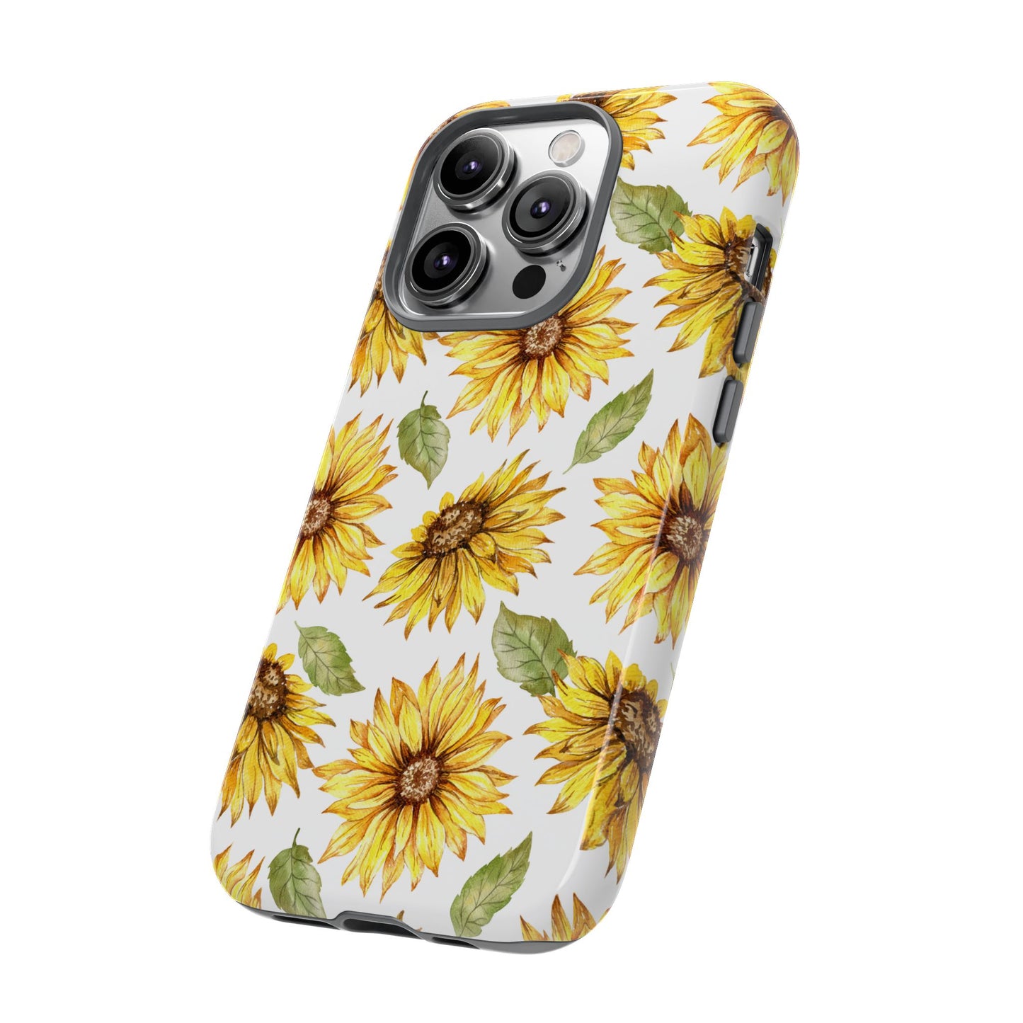 Sunflower Floral Tough Phone Case - Watercolor Botanical Print, Bright Nature Aesthetic, Compatible with iPhone, Galaxy, and Google Phones
