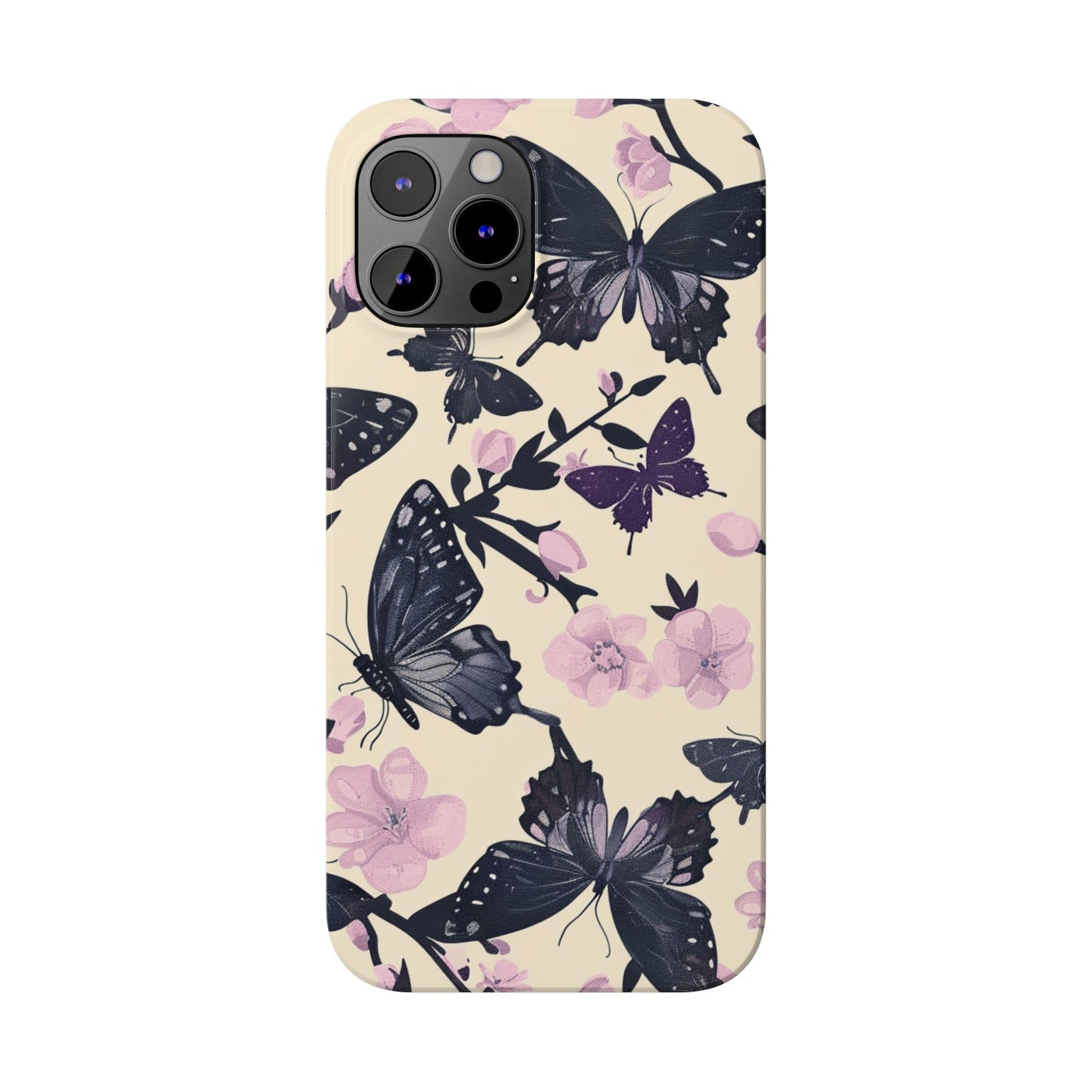 Butterfly Floral Slim Phone Cases, Elegant Butterfly Design, Nature Lover Gift, Phone Accessory, Stylish Cases for Women