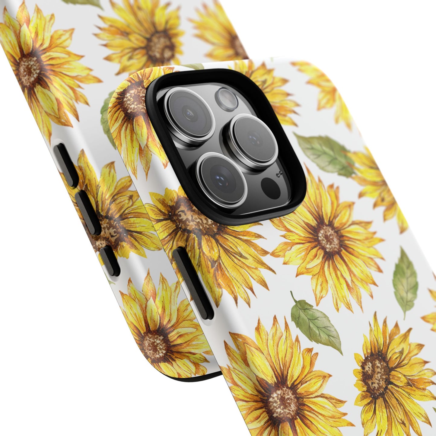 Sunflower Floral Tough Phone Case - Watercolor Botanical Print, Bright Nature Aesthetic, Compatible with iPhone, Galaxy, and Google Phones