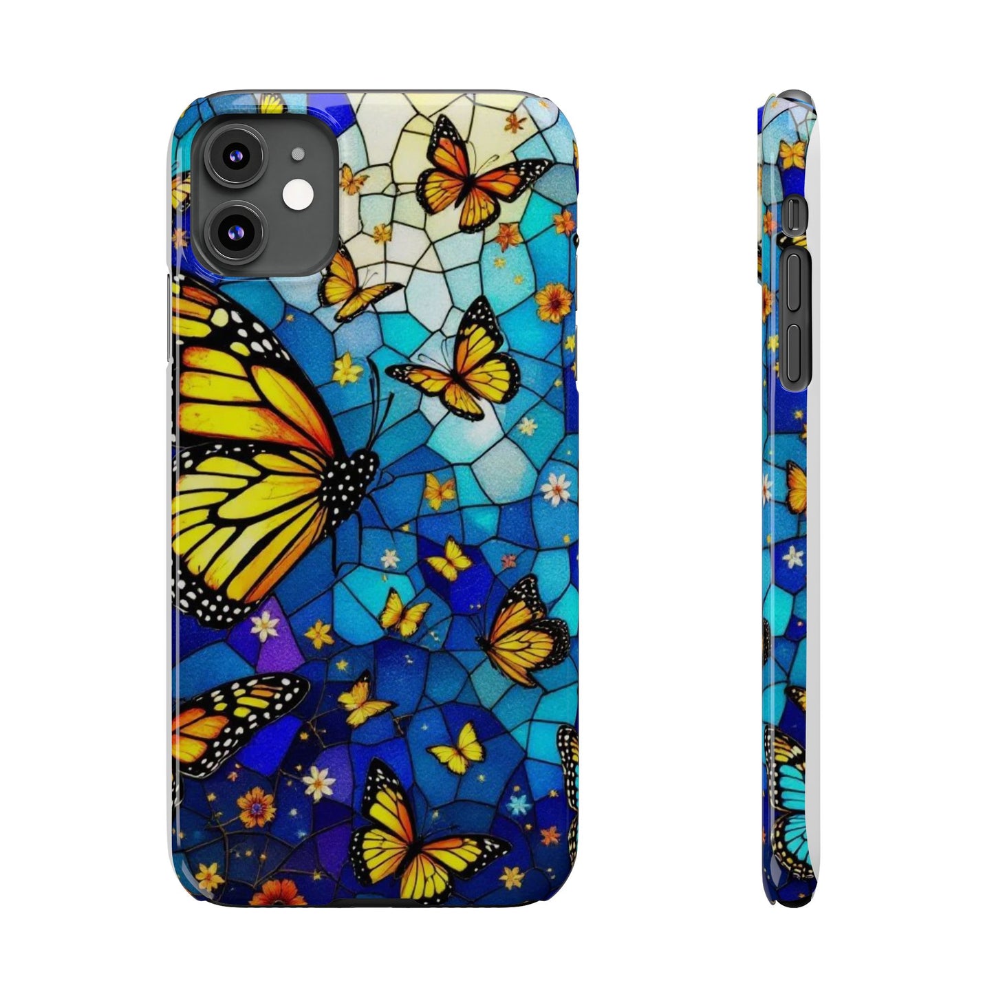 Butterfly Garden Slim Phone Case - Colorful Floral Design, Gift for Nature Lovers, Birthday Surprise, Eco-Friendly, Summer Vibes