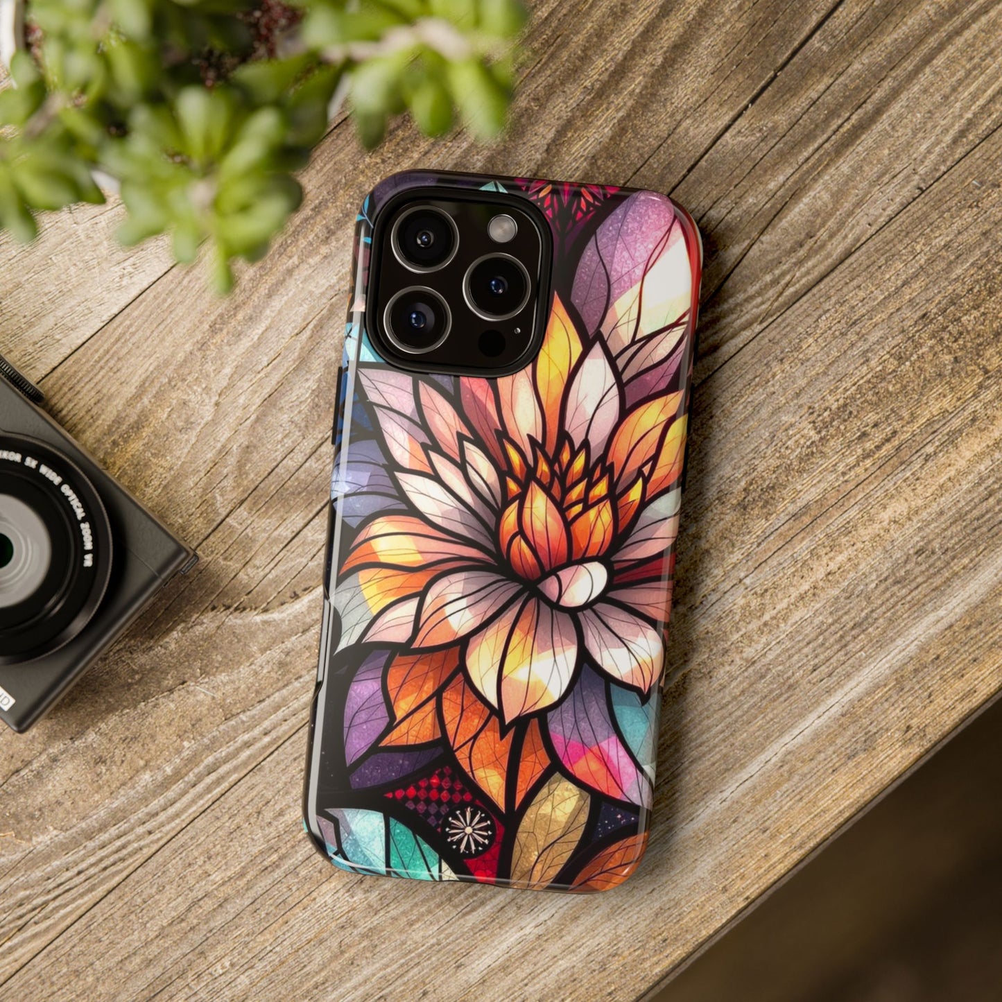 Colorful Stained Glass Flower Case Stylish and Protective, Compatible with iPhone 16 15 14 13 12 11 8 Pro Max Plus, Pixel and Samsung Phones