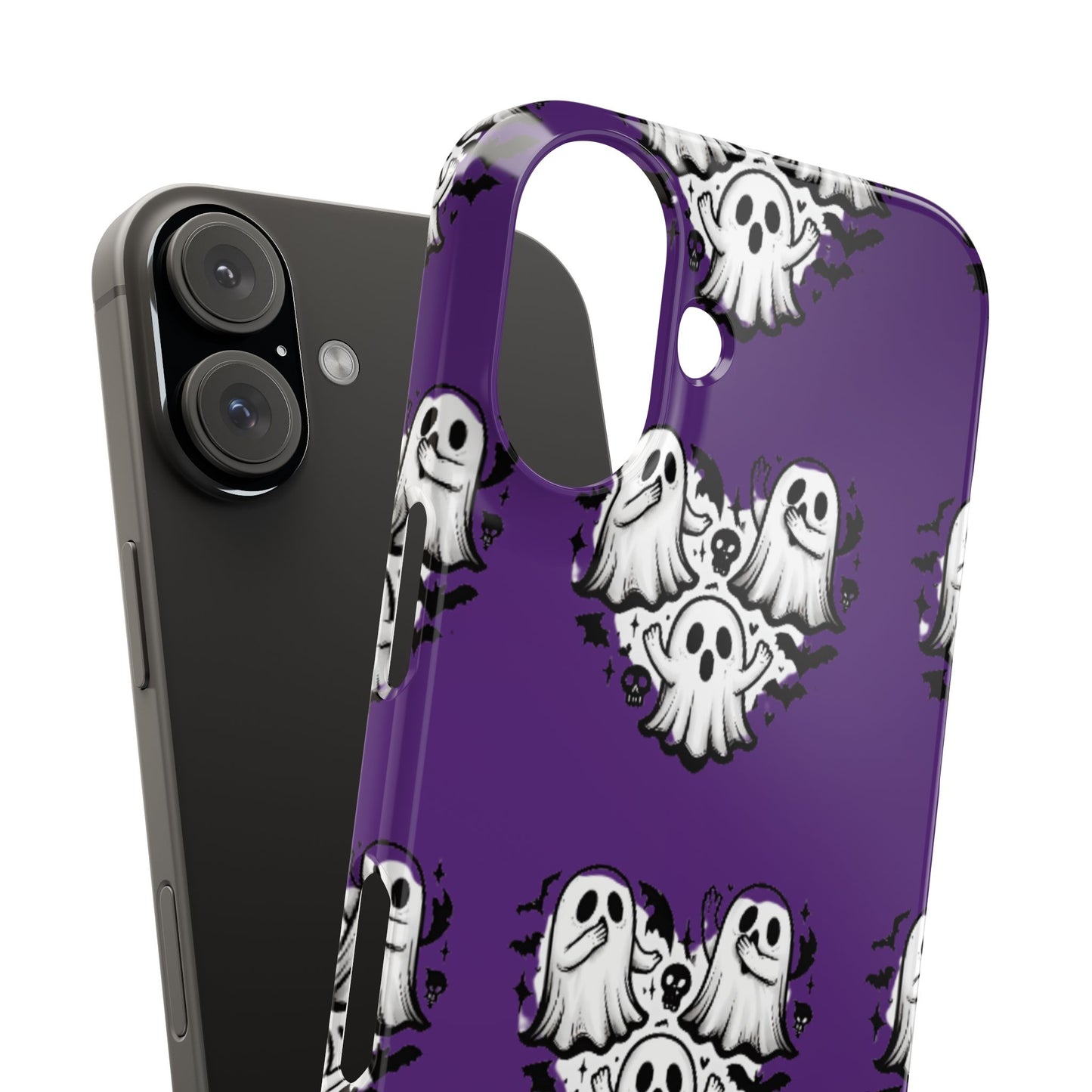 Cute Ghost Heart Slim Phone Case, Creepy Cute Spooky Heart Print, Goth Coquette Aesthetic Spooky Accessories, Halloween Gift Case