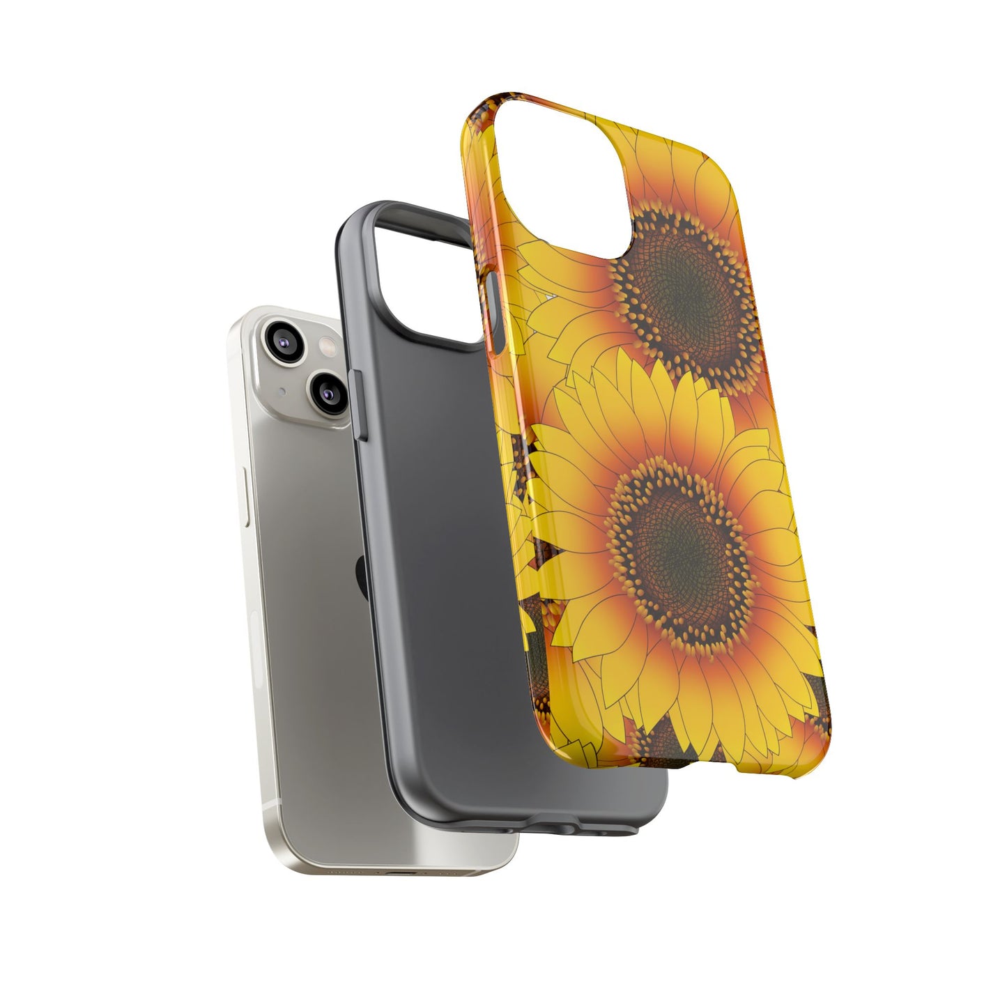 Sunflower Aesthetic Tough Phone Case - Bright Floral Art, Bold Yellow Sunflower Design, Compatible with iPhone, Galaxy, and Google Phones
