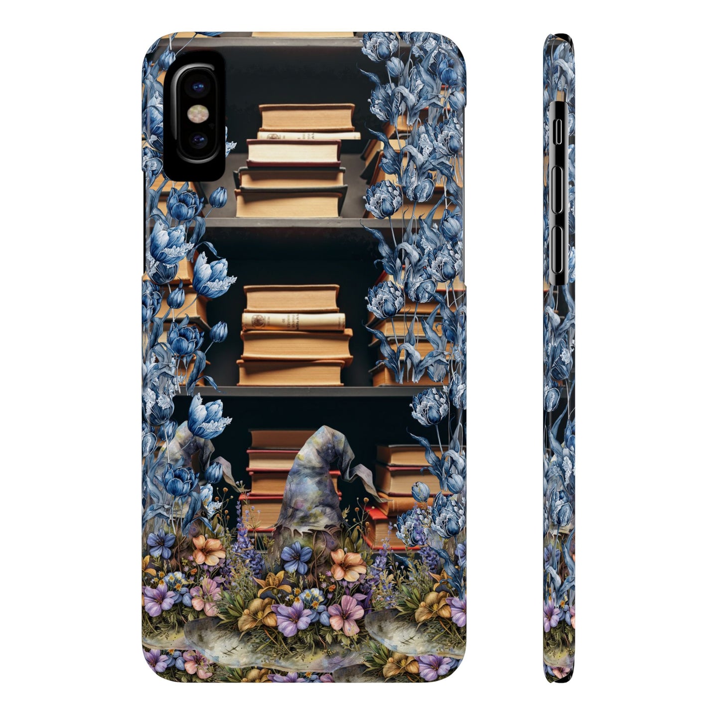 Artistic Bookworm Phone Case for Literary Lovers, Slim Case, Literary Gift, Book Lover Accessory, Floral Design, Unique Phone Accessories