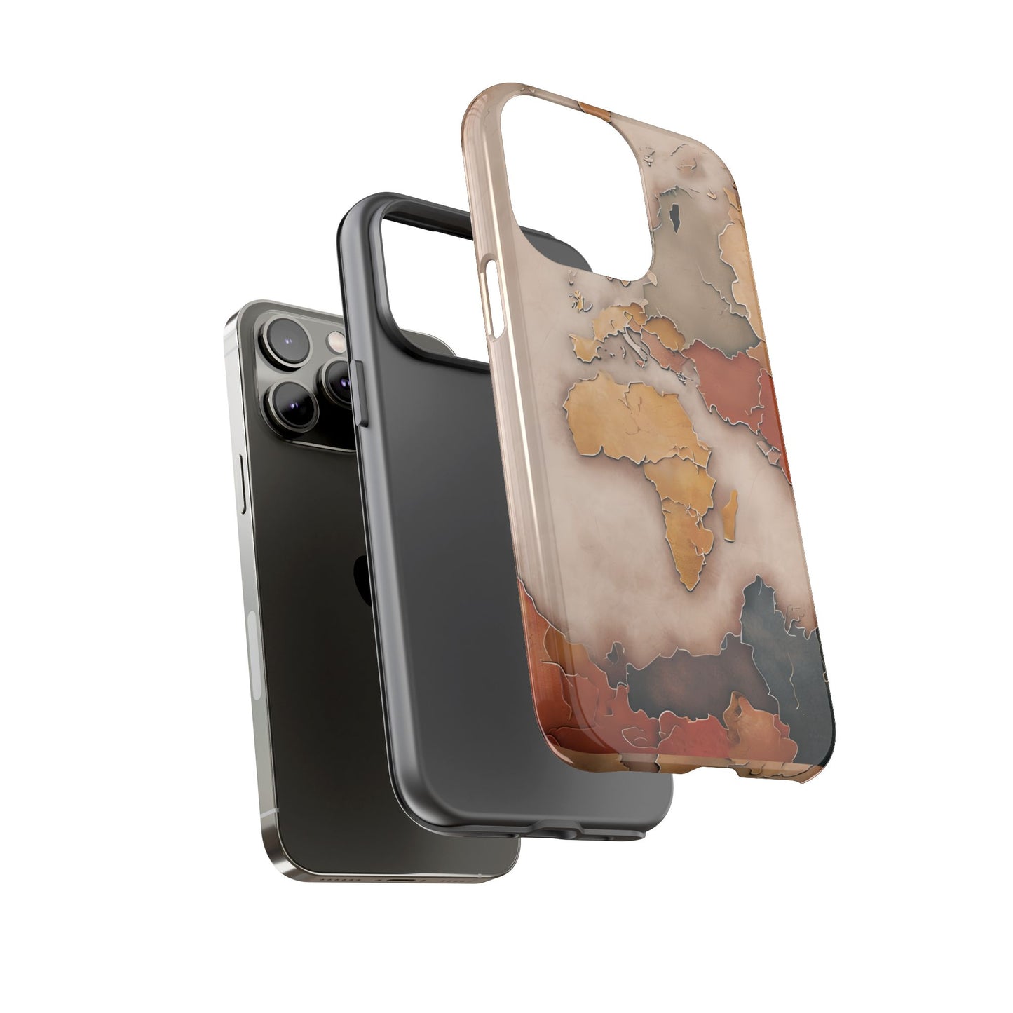 Vintage World Map Phone Case - Old World Travel Aesthetic - Antique Earth Globe Tough Phone Cover - Compatible with iPhone, Galaxy, Google