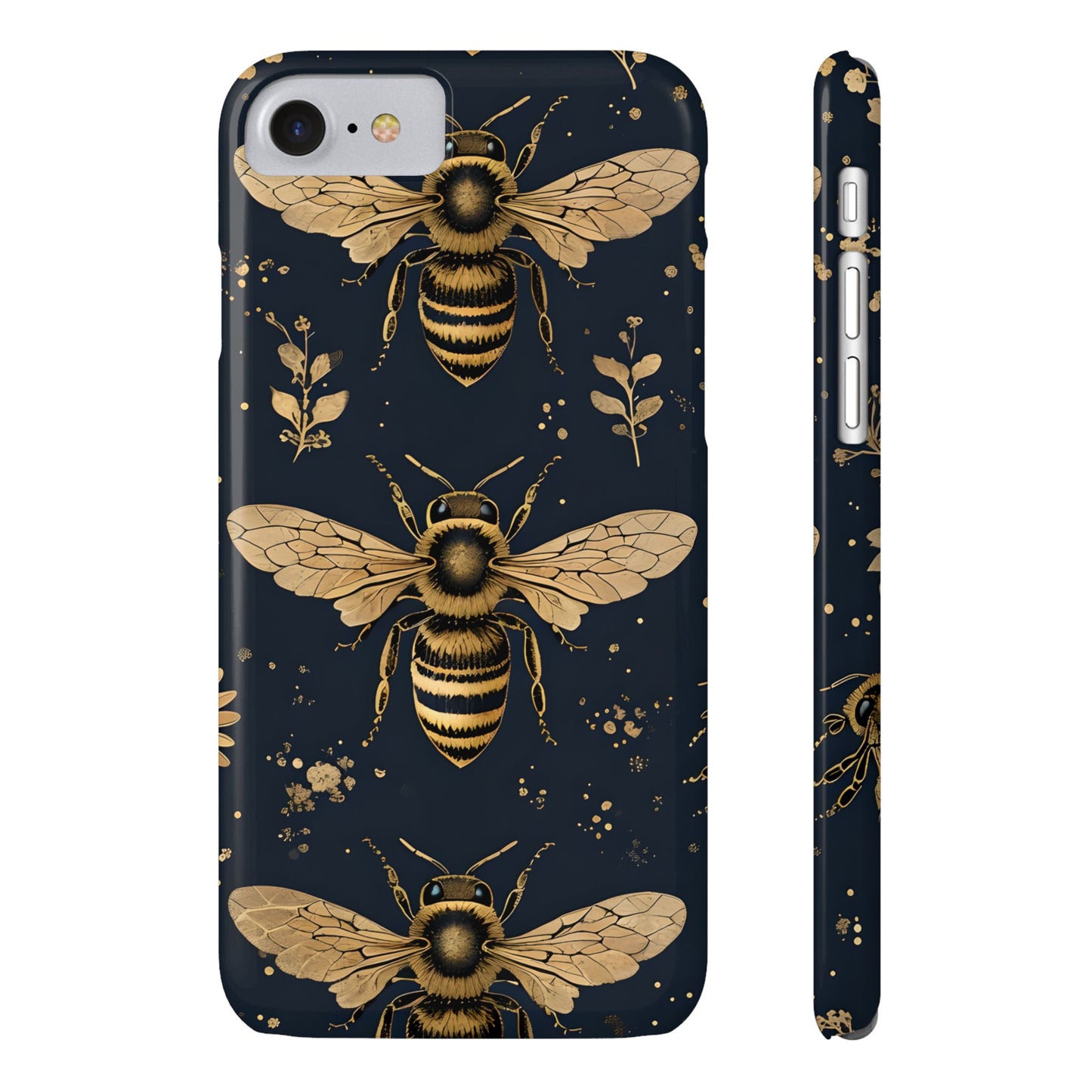 Golden Bee Slim Phone Case | Nature Lover Gift | Floral Print Design | Eco-Friendly Accessory | Ideal for Birthdays, Holidays
