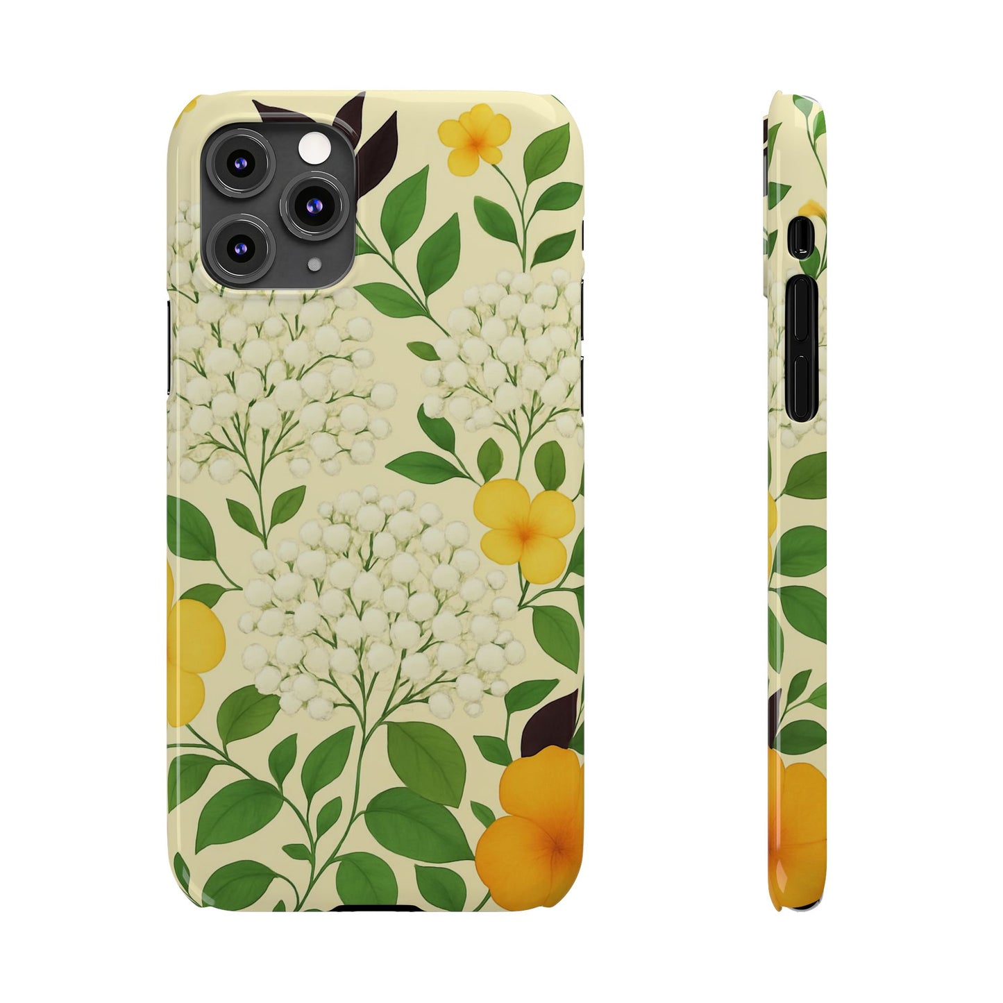 Delicate Floral Print Phone Case, Autumn Botanical Slim Phone Case, Aesthetic Flower Phone Cover Compatible with iPhone, Galaxy, Google