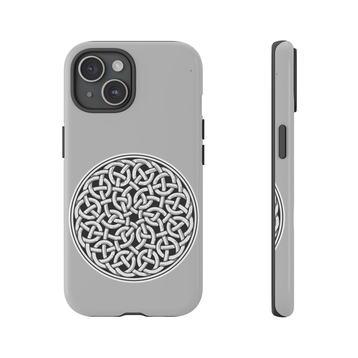 Tough Case Celtic Knot Silver Medallion Design Phone Cover Compatible with iPhone 17, 16, 15, 14, 13, Galaxy, Google, Irish Heritage Art