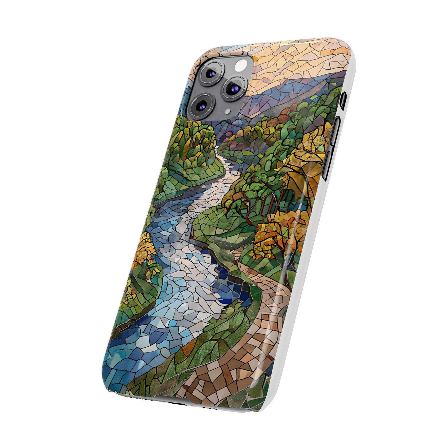 Cuyahoga Valley Mosaic Slim Phone Case, Midwest Forest Art, Scenic Nature Aesthetic, Unique Gift for Nature Lovers