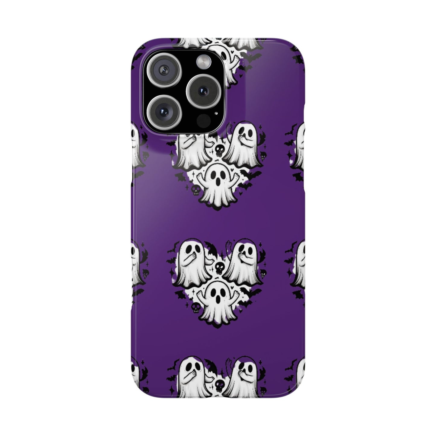 Cute Ghost Heart Slim Phone Case, Creepy Cute Spooky Heart Print, Goth Coquette Aesthetic Spooky Accessories, Halloween Gift Case