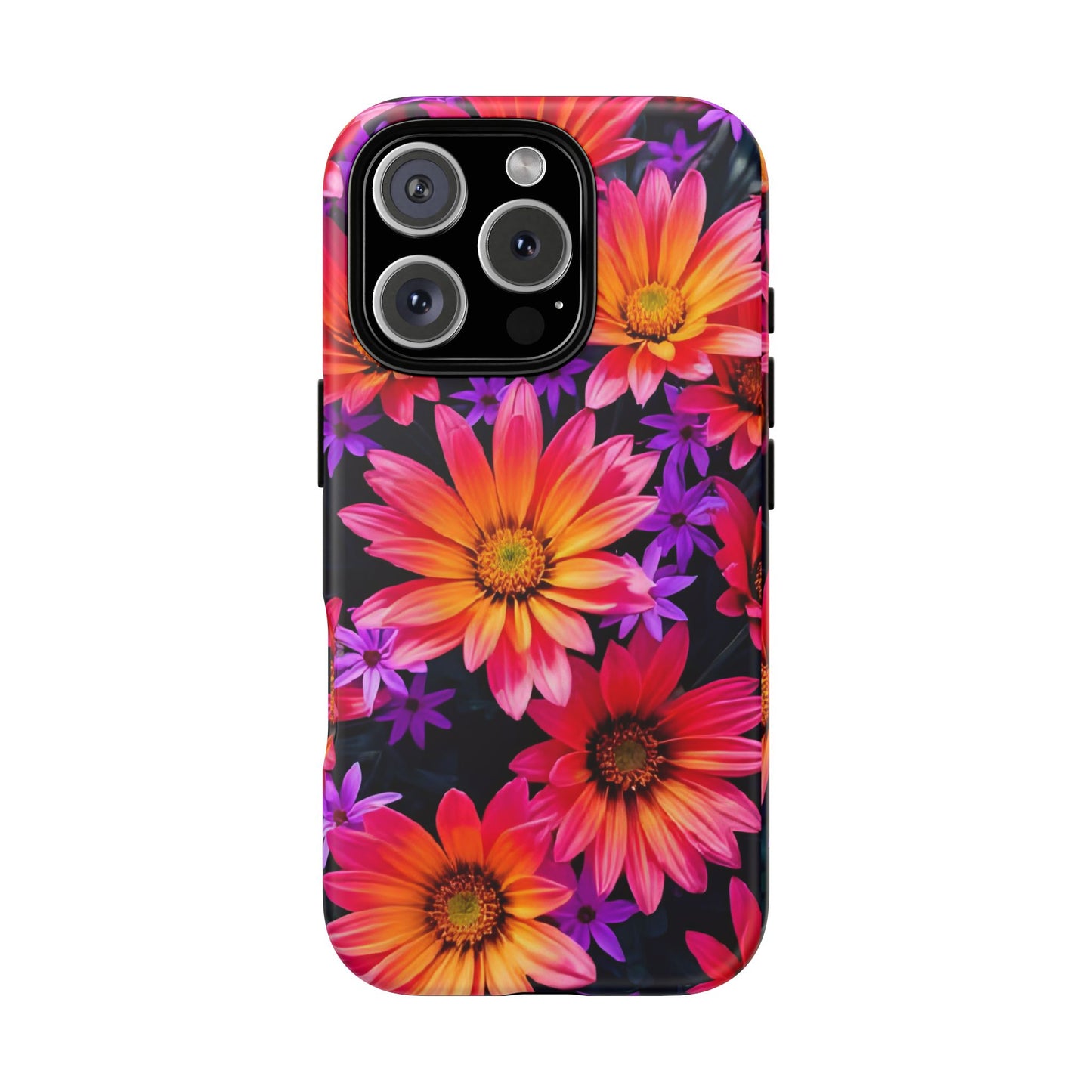 Bold Garden Flower Tough Phone Case - Colorful Floral Print, Bright Botanical Aesthetic, Compatible with iPhone, Galaxy, and Google Phones