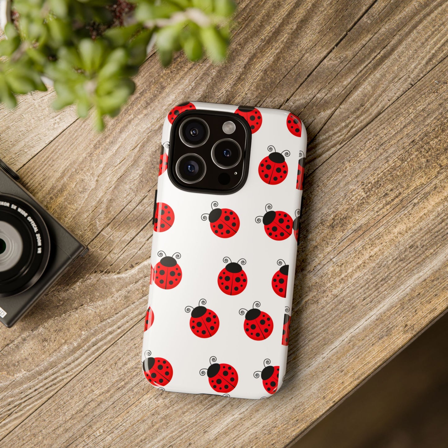 Ladybug Tough Phone Case - Cute Insect Aesthetic, Nature-Inspired Pattern Art, Compatible with iPhone, Galaxy, and Google Phones
