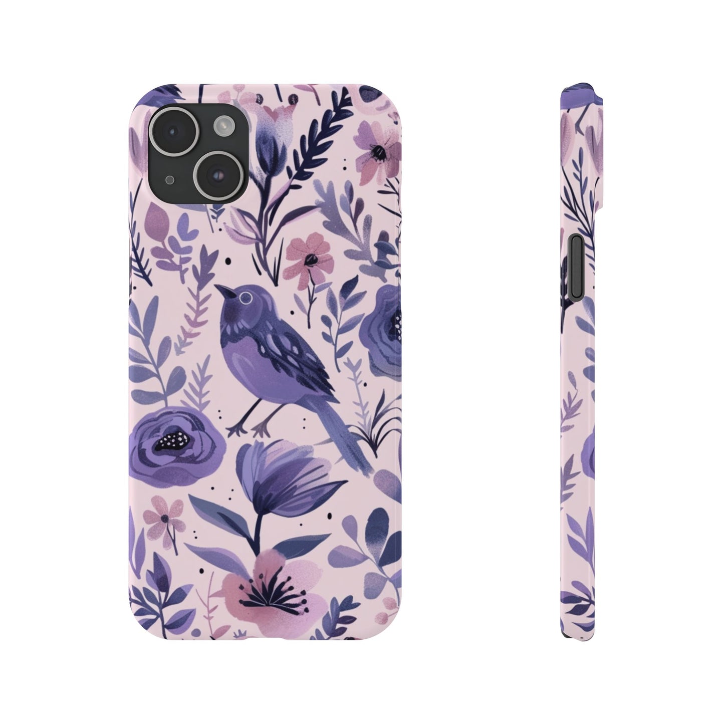 Floral Bird Slim Phone Case, Elegant Phone Cover, Cute Gift for Bird Lovers, Spring Vibes, Nature-Inspired