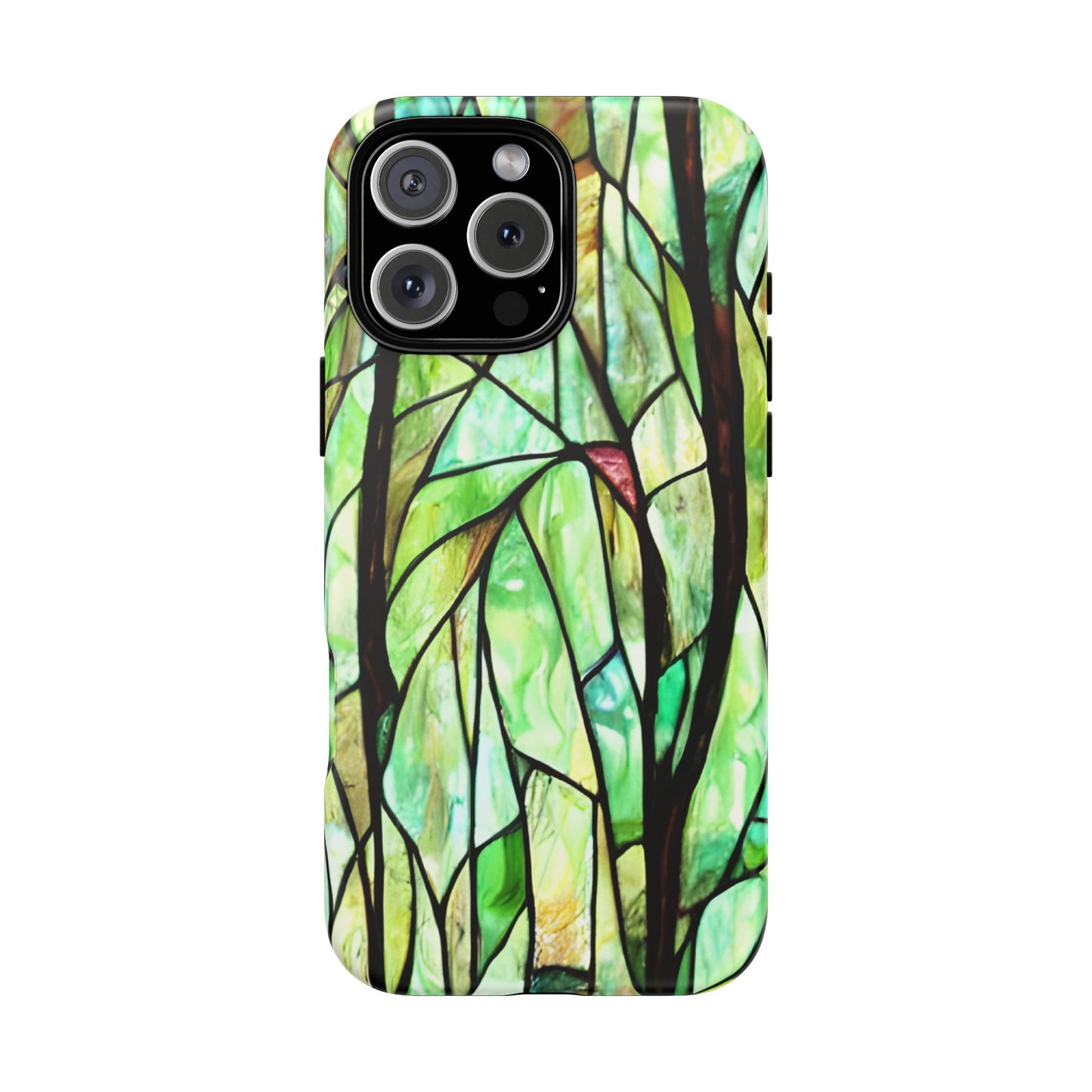 Stained Glass Forest Phone Case - Tough Nature Inspired Case compatible with iPhone 16 Pro Max Plus 15 14 13 12 11 X Samsung, Google Pixel