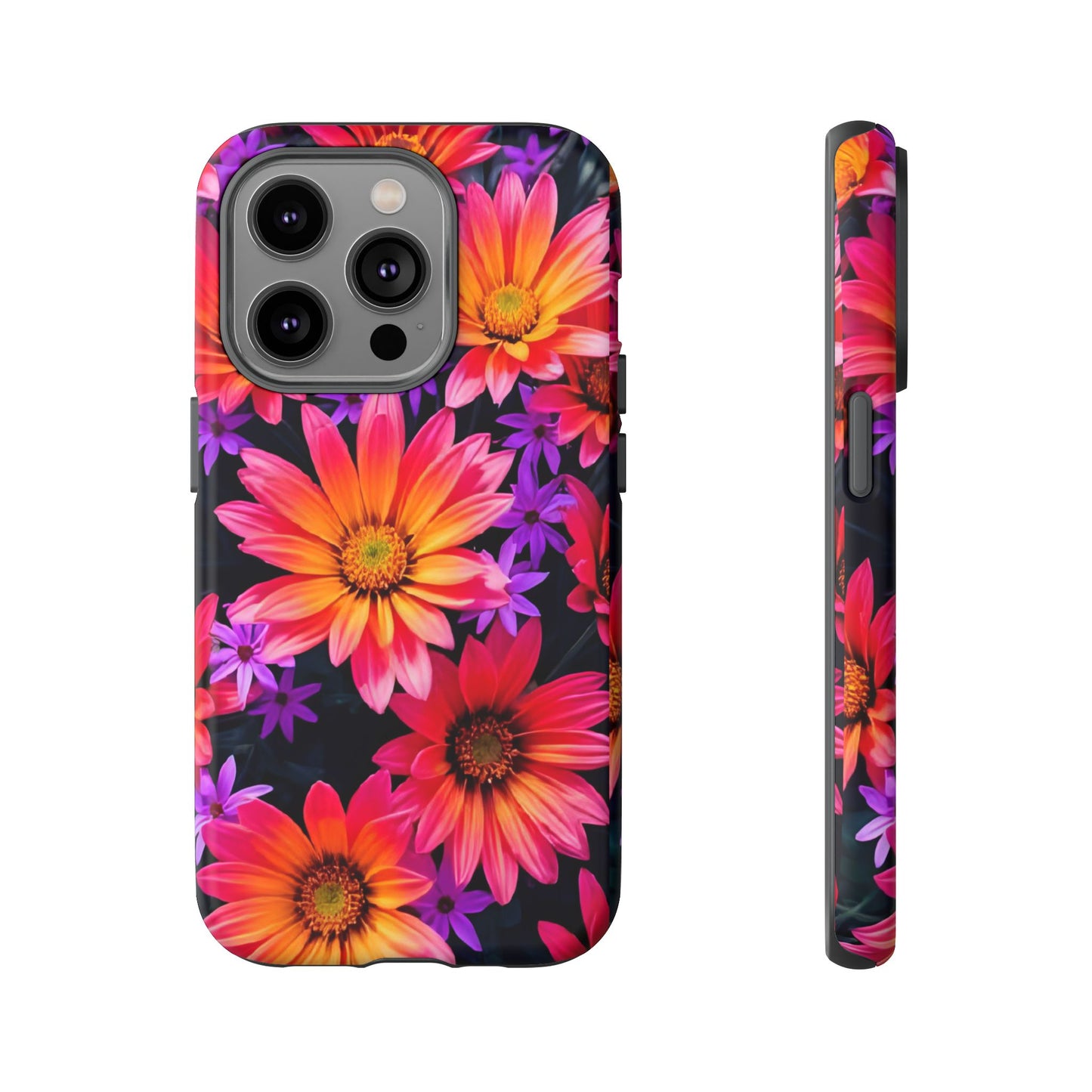 Bold Garden Flower Tough Phone Case - Colorful Floral Print, Bright Botanical Aesthetic, Compatible with iPhone, Galaxy, and Google Phones