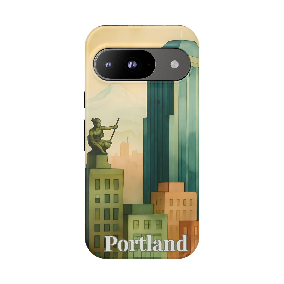 Portland Cityscape Phone Case • Urban Skyline Art Tough Case • Watercolor City Aesthetic • Gift for Travelers • Compatible with iPhone, Galaxy, Google