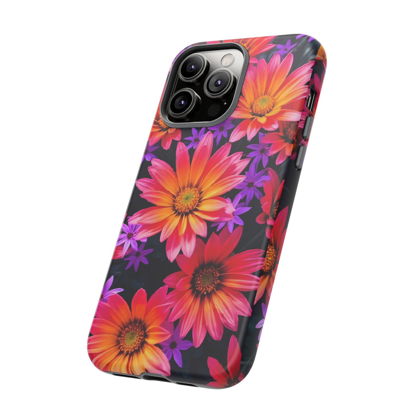 Bold Garden Flower Tough Phone Case - Colorful Floral Print, Bright Botanical Aesthetic, Compatible with iPhone, Galaxy, and Google Phones