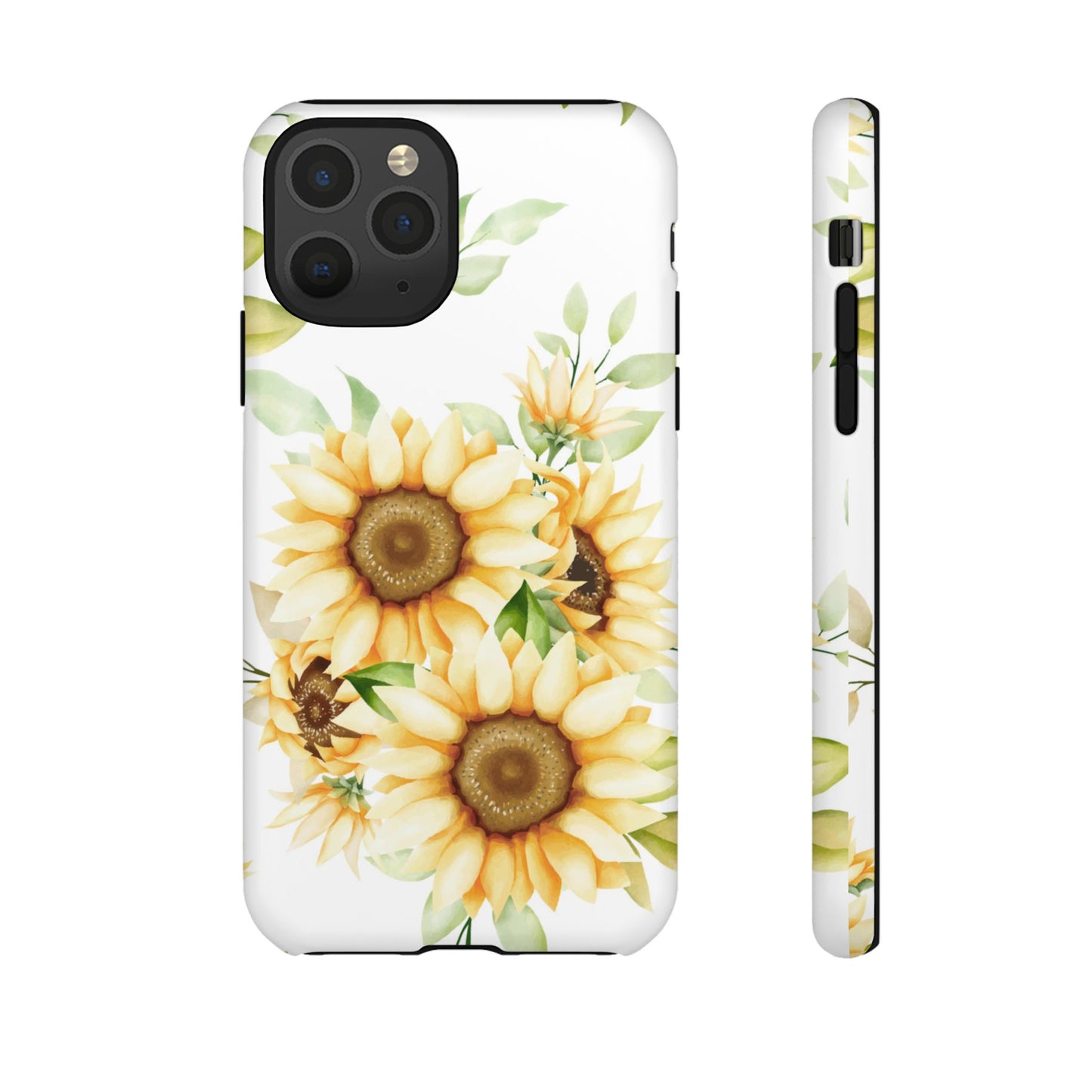 Sunflower Floral Tough Phone Case - Watercolor Botanical Art, Bright Nature Aesthetic, Compatible with iPhone, Galaxy, and Google Phones