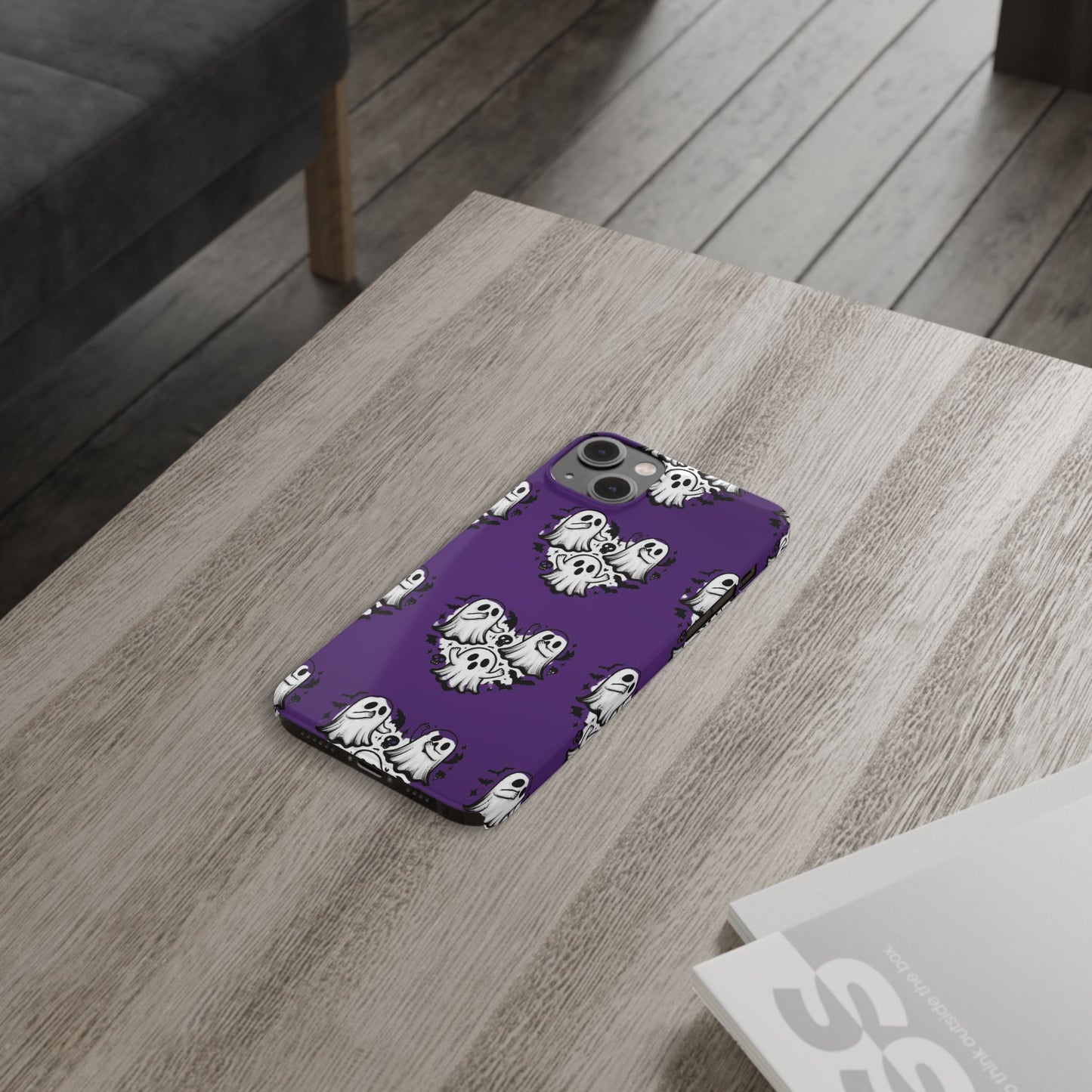 Cute Ghost Heart Slim Phone Case, Creepy Cute Spooky Heart Print, Goth Coquette Aesthetic Spooky Accessories, Halloween Gift Case