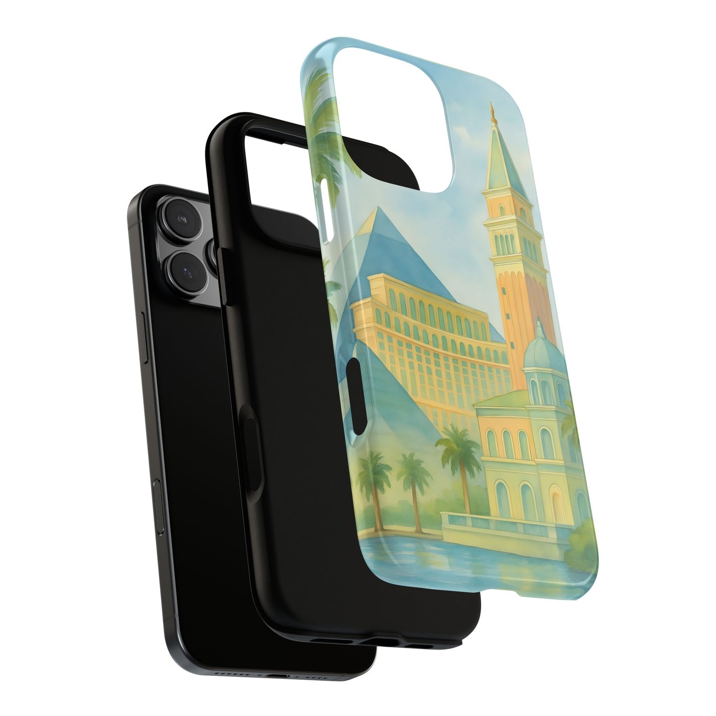 Cityscape Tough Phone Case, Las Vegas Strip Skyline Phone Cover, Pastel Day Design, Compatible with iPhone, Galaxy & Google