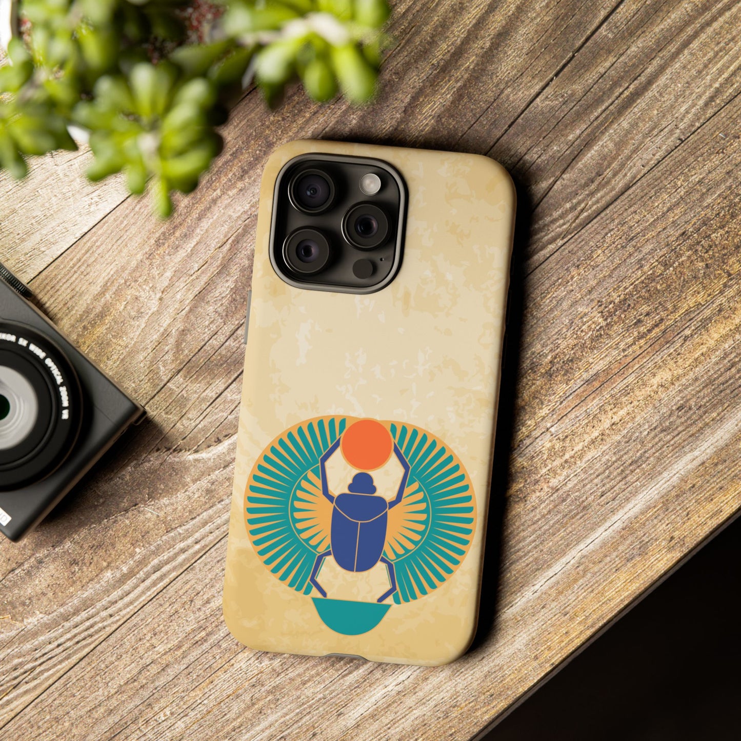 Ancient Egyptian Scarab Beetle Tough Phone Case - Symbol of Rebirth Design, Mythological Art, Compatible with iPhone, Galaxy, and Google
